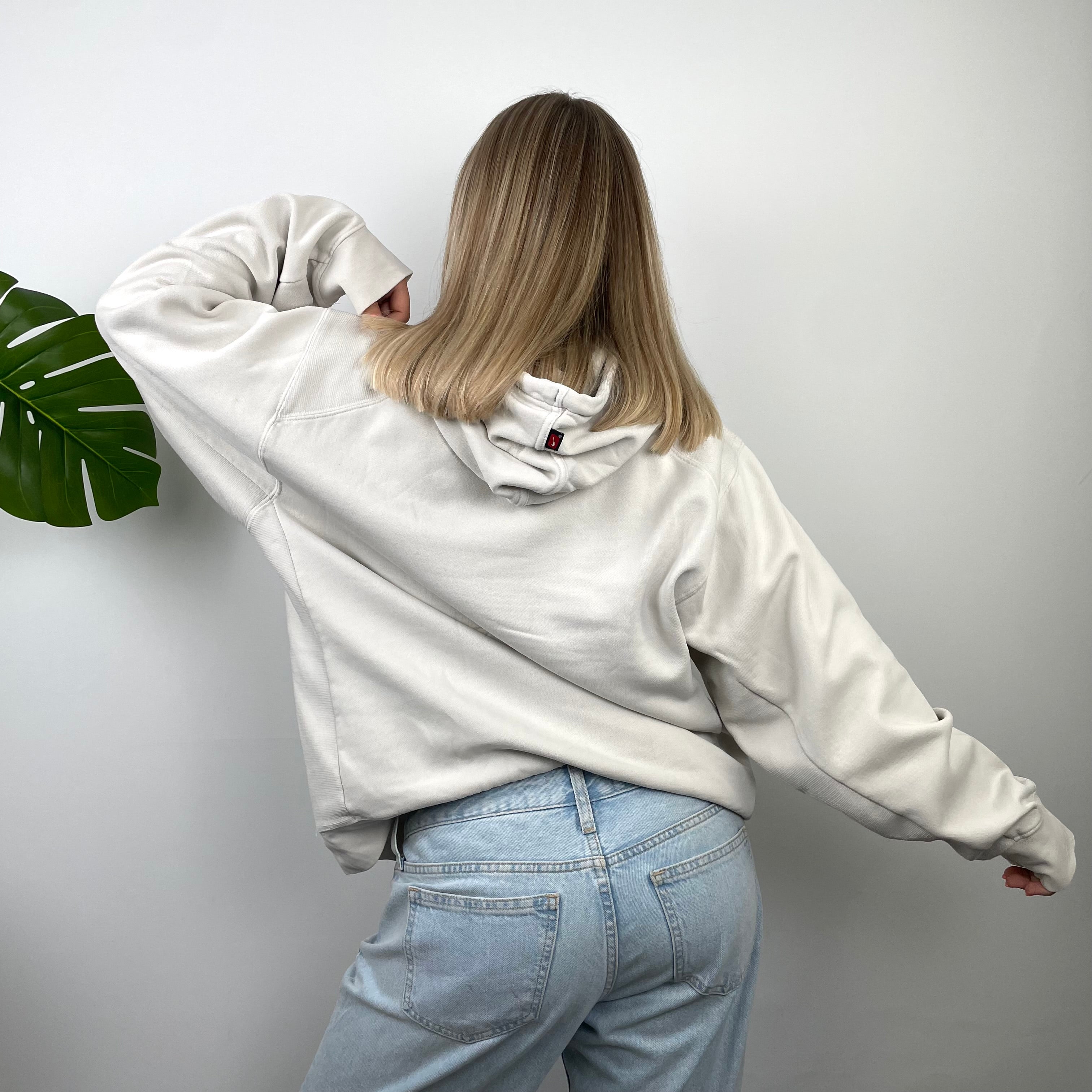 Nike White Embroidered Spell Out Hoodie (M)