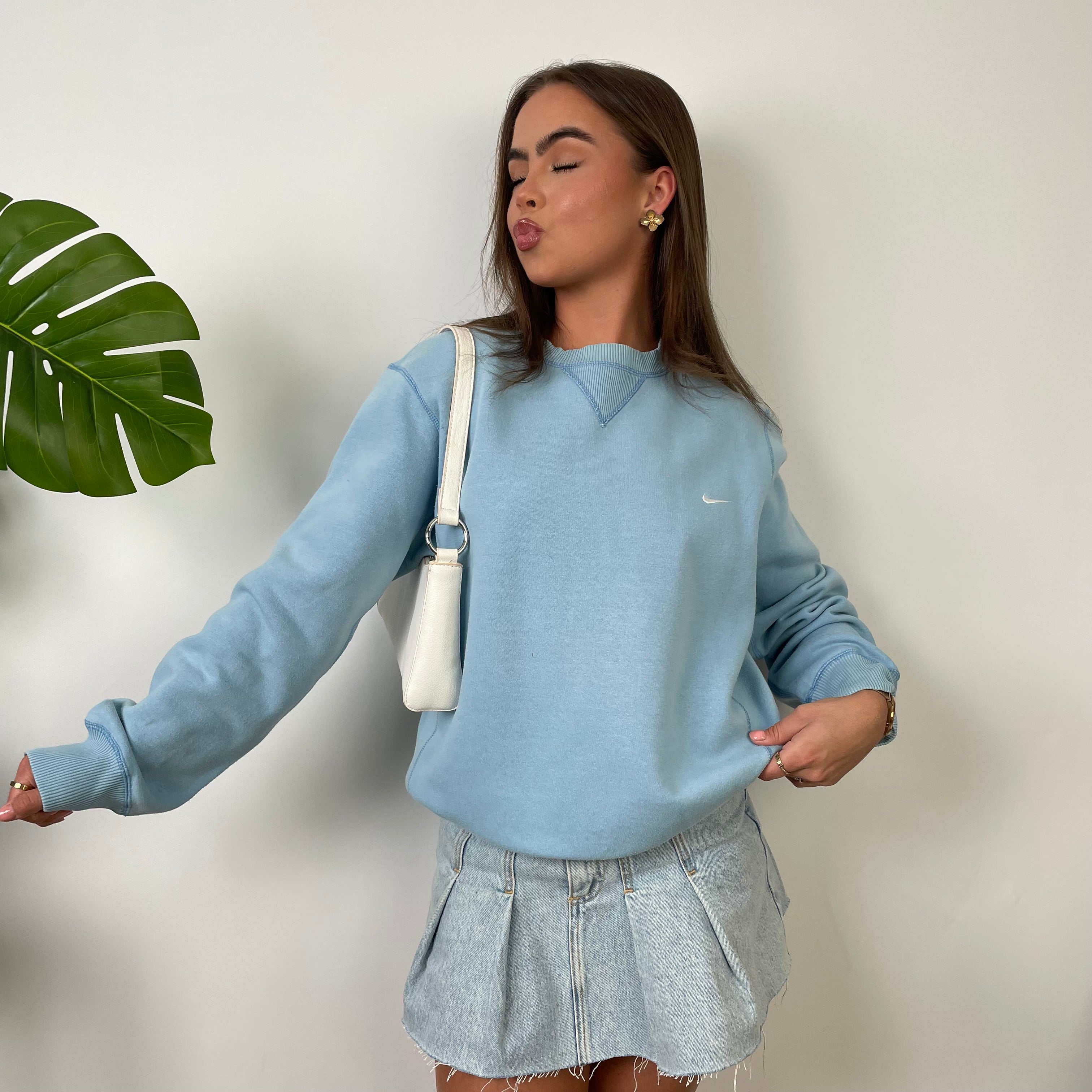 Nike Baby Blue Embroidered Swoosh Sweatshirt (S)