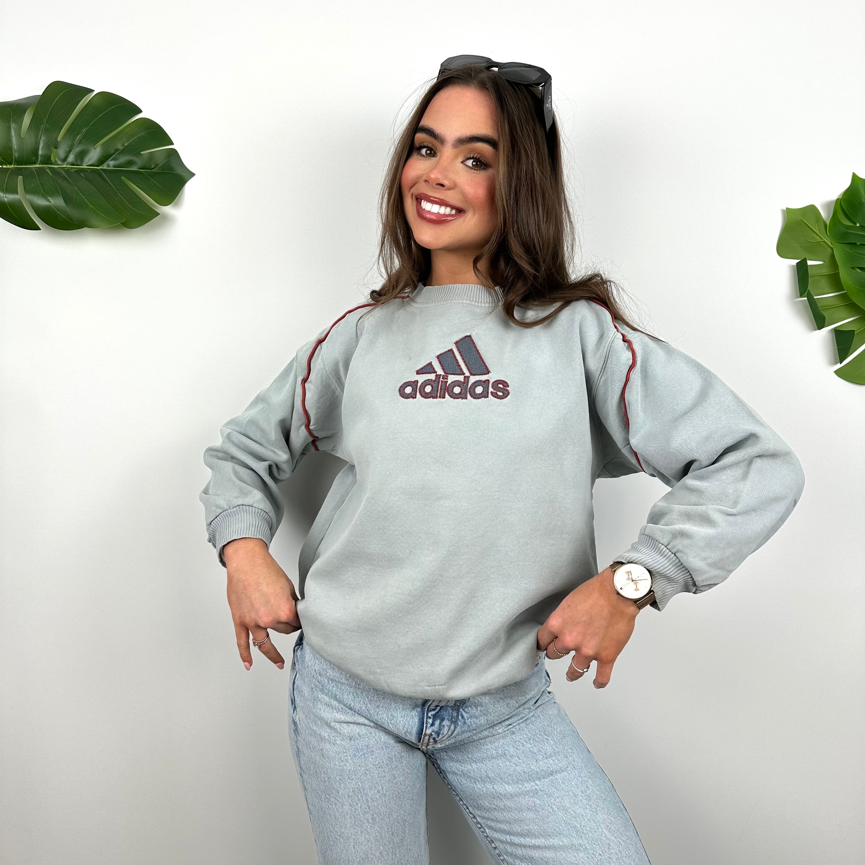 Adidas Baby Blue Embroidered Spell Out Sweatshirt (S)