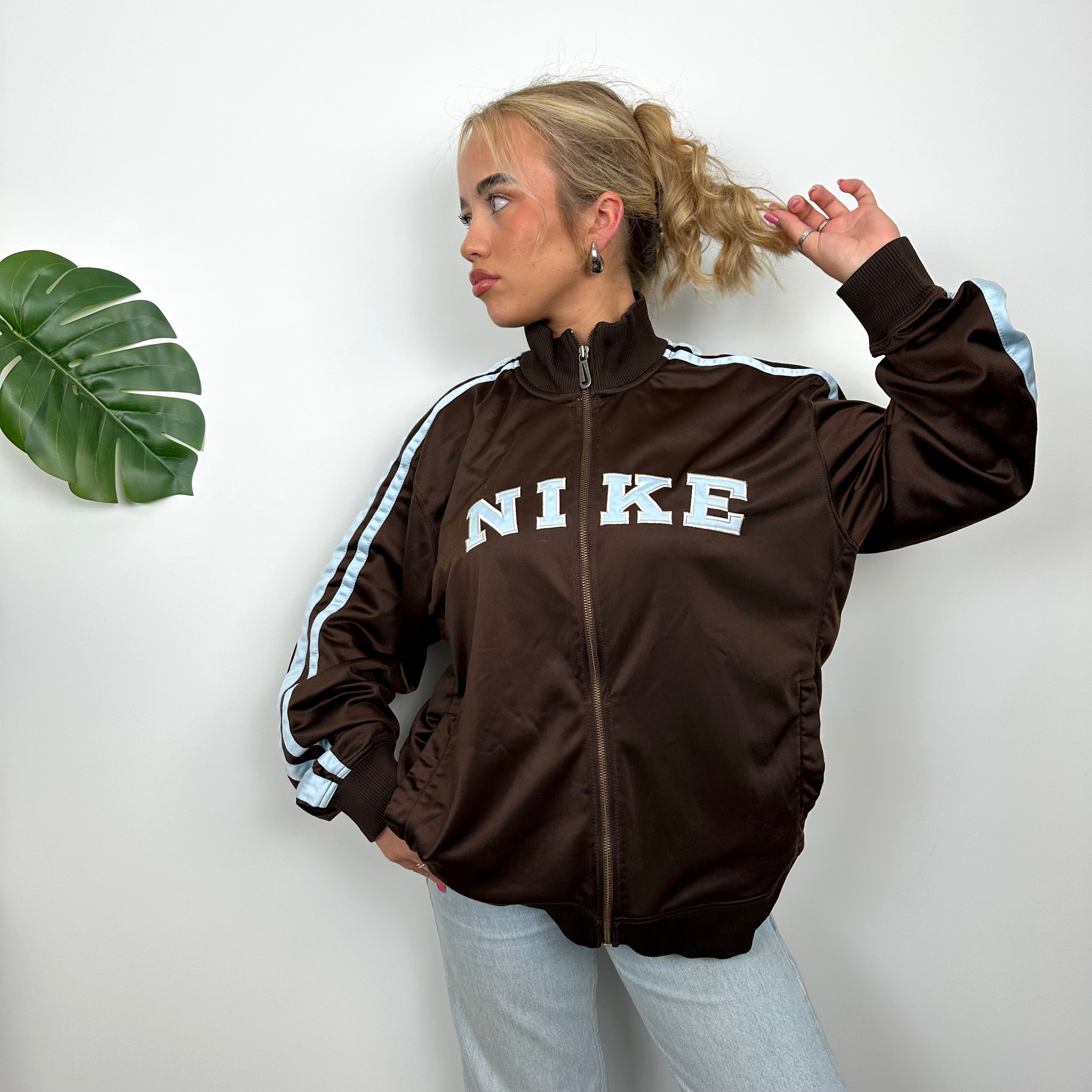 Nike Brown Embroidered Spell Out Track Jacket (M)