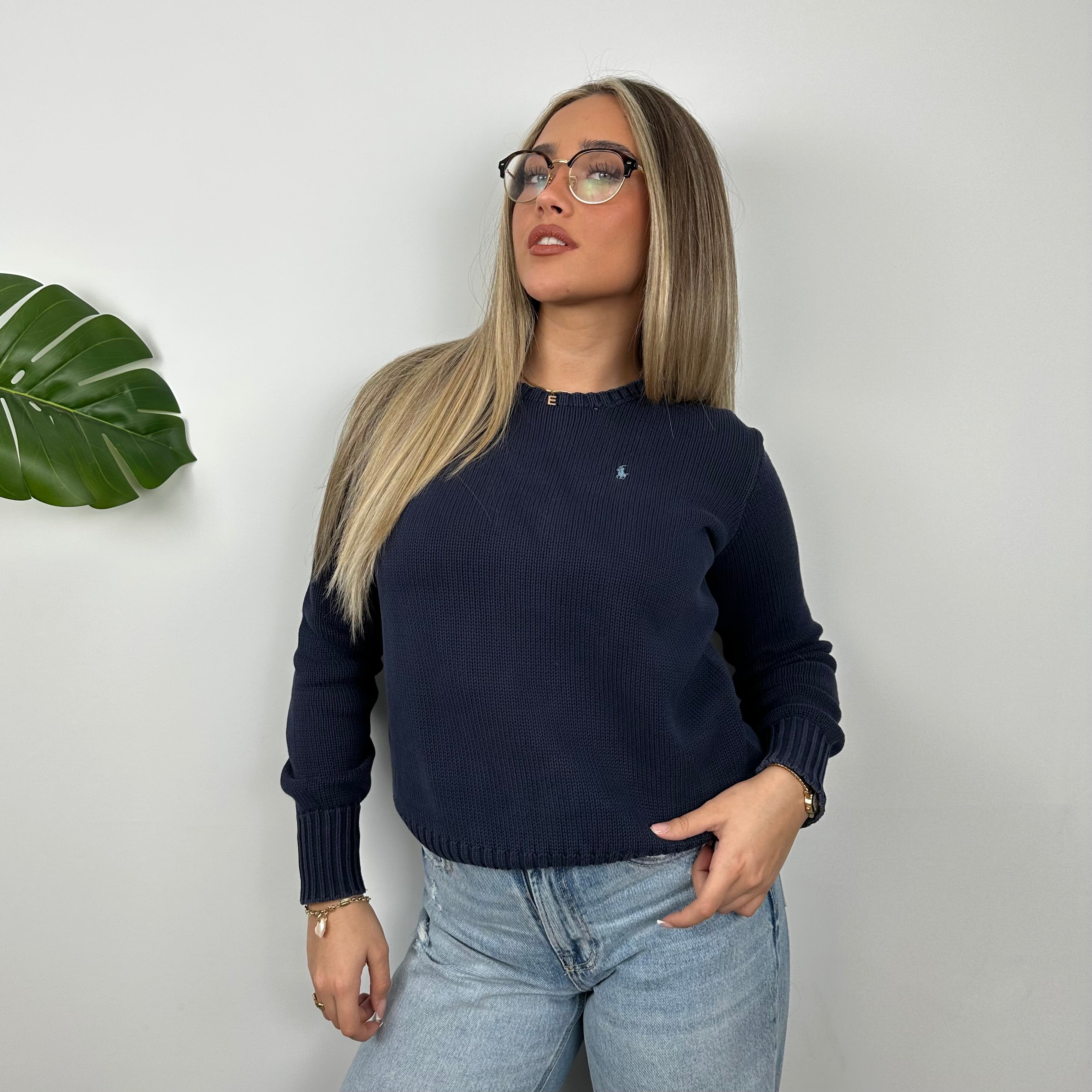 Polo Ralph Lauren Navy Embroidered Logo Knitted Sweater (S)