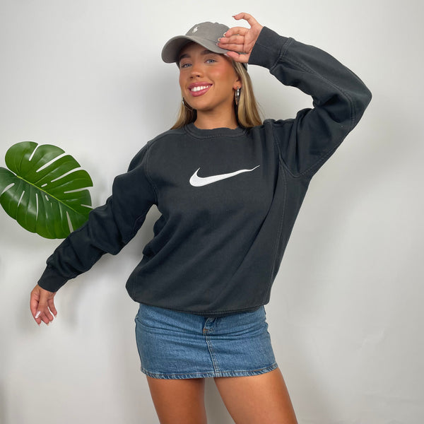 Nike Black Embroidered Swoosh Sweatshirt (S)