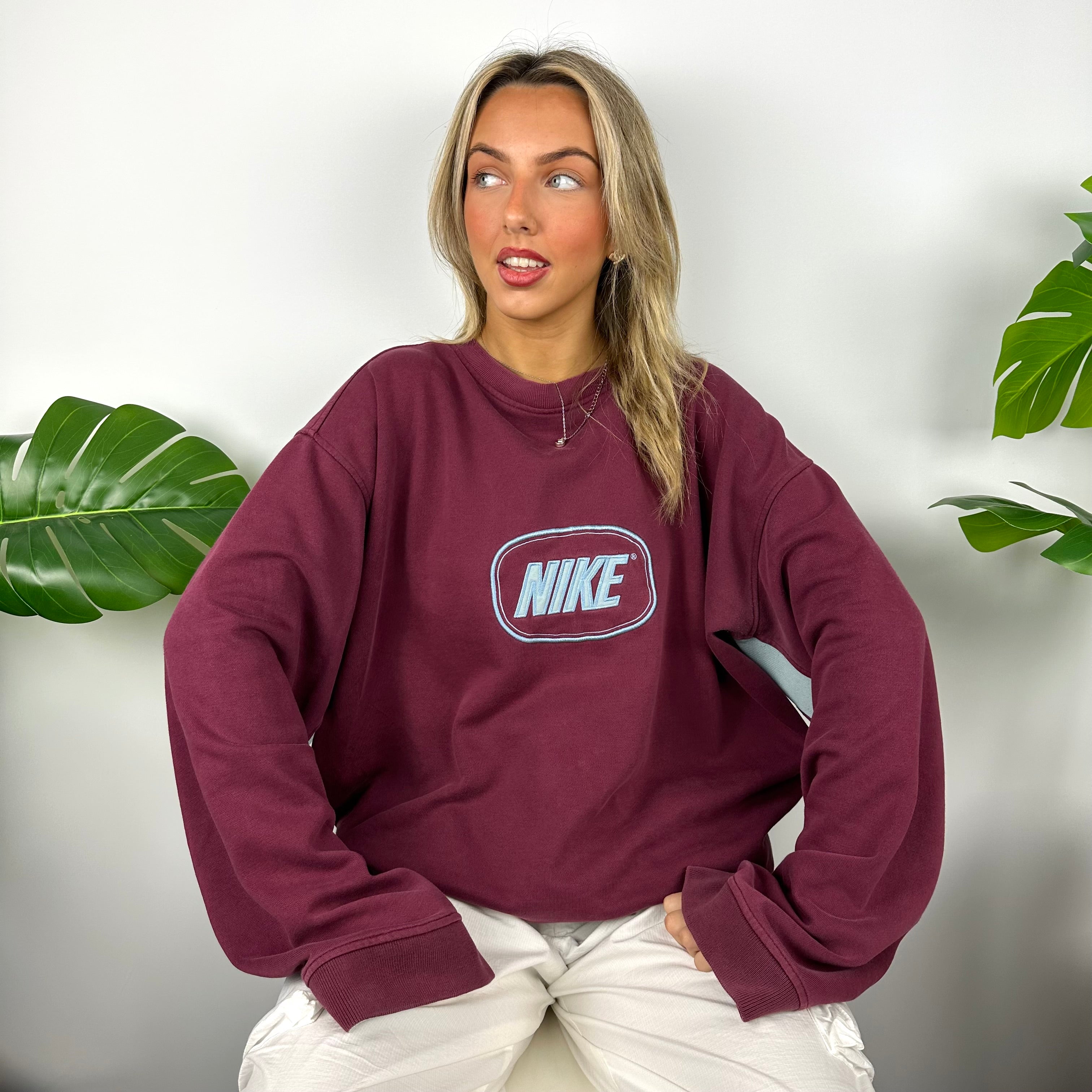 Nike Maroon Embroidered Spell Out Sweatshirt (XXL)