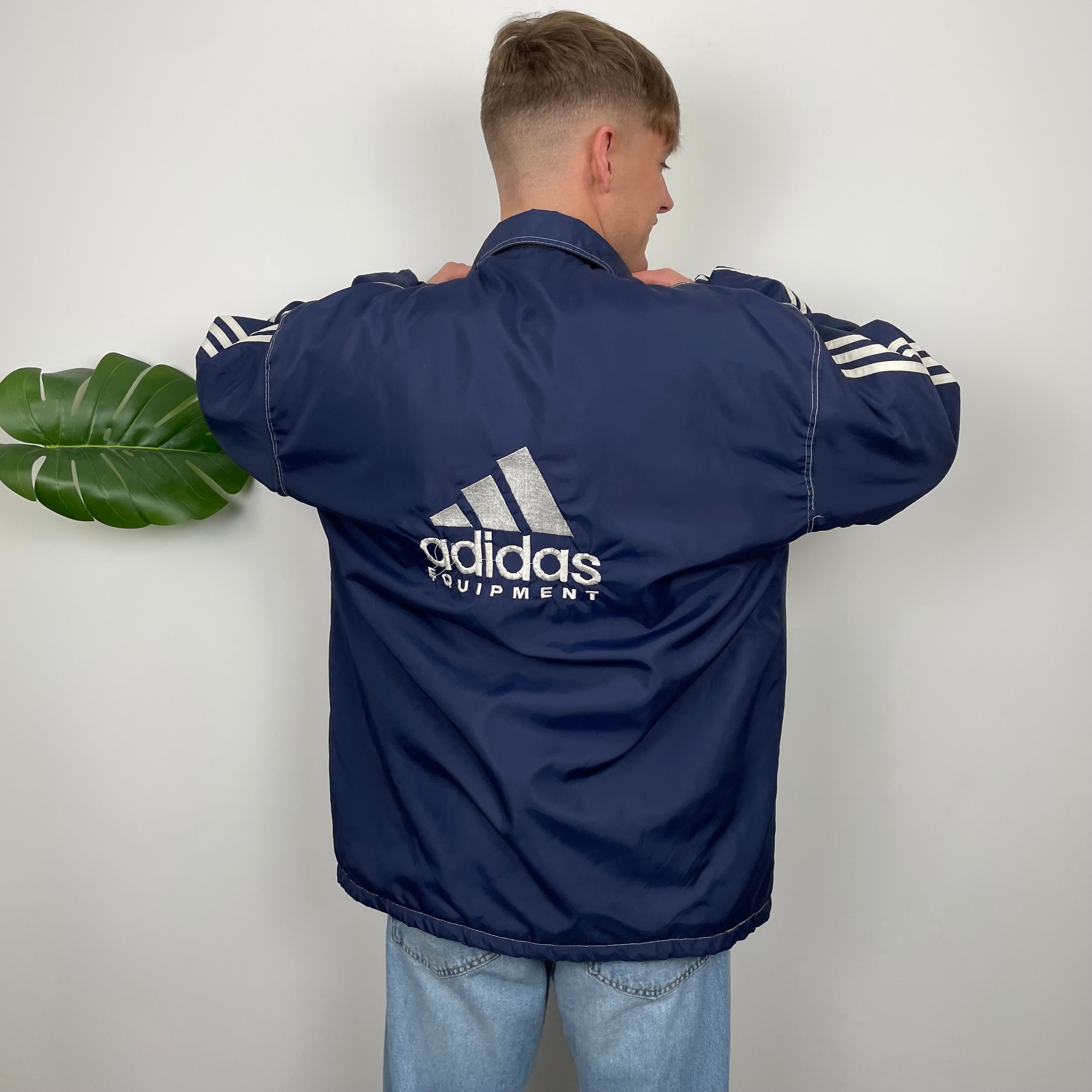 Adidas Equipment RARE Navy Embroidered Spell Out Padded Jacket (XXL)