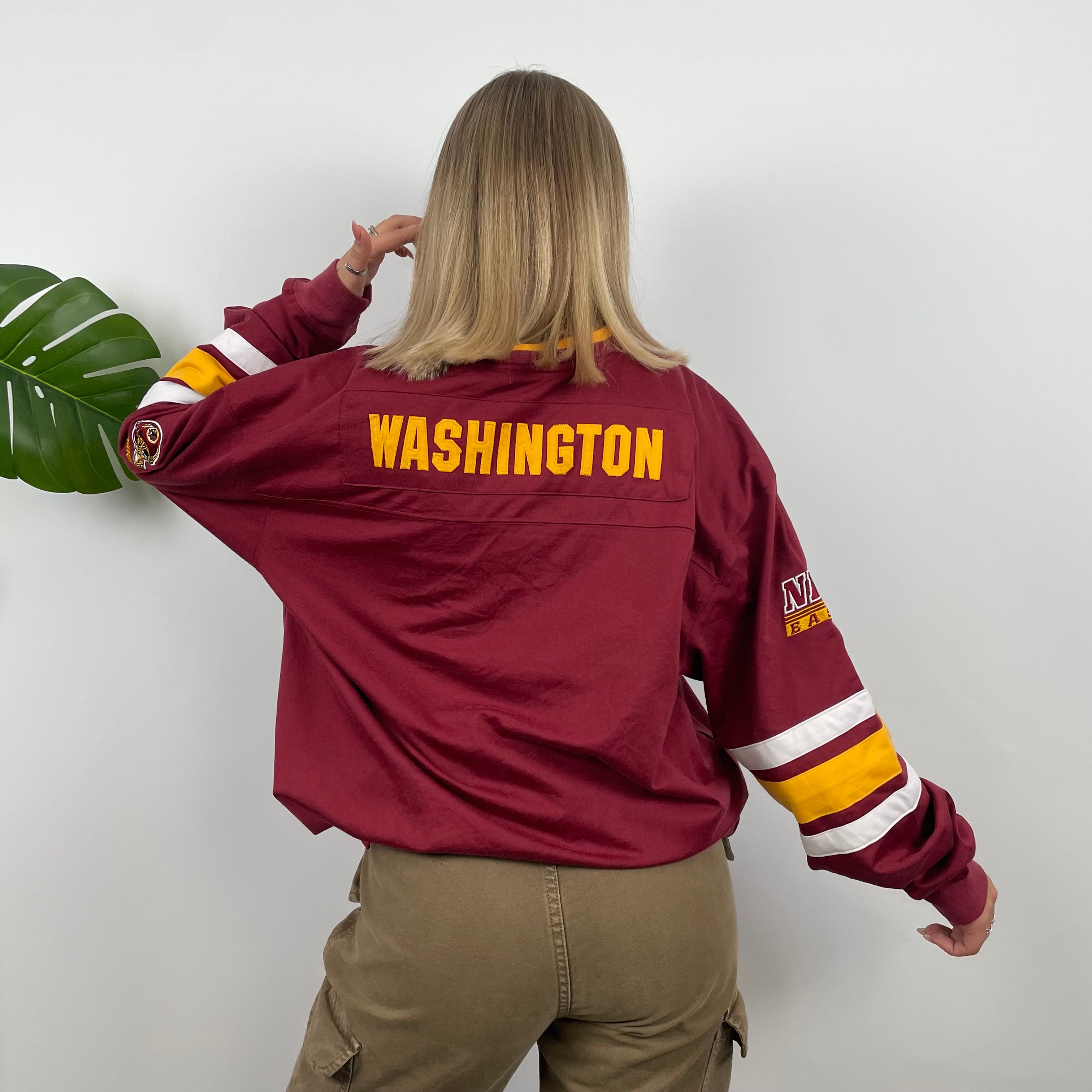 NFL Washington Redskins Red Embroidered Spell Out Sweatshirt (XL)