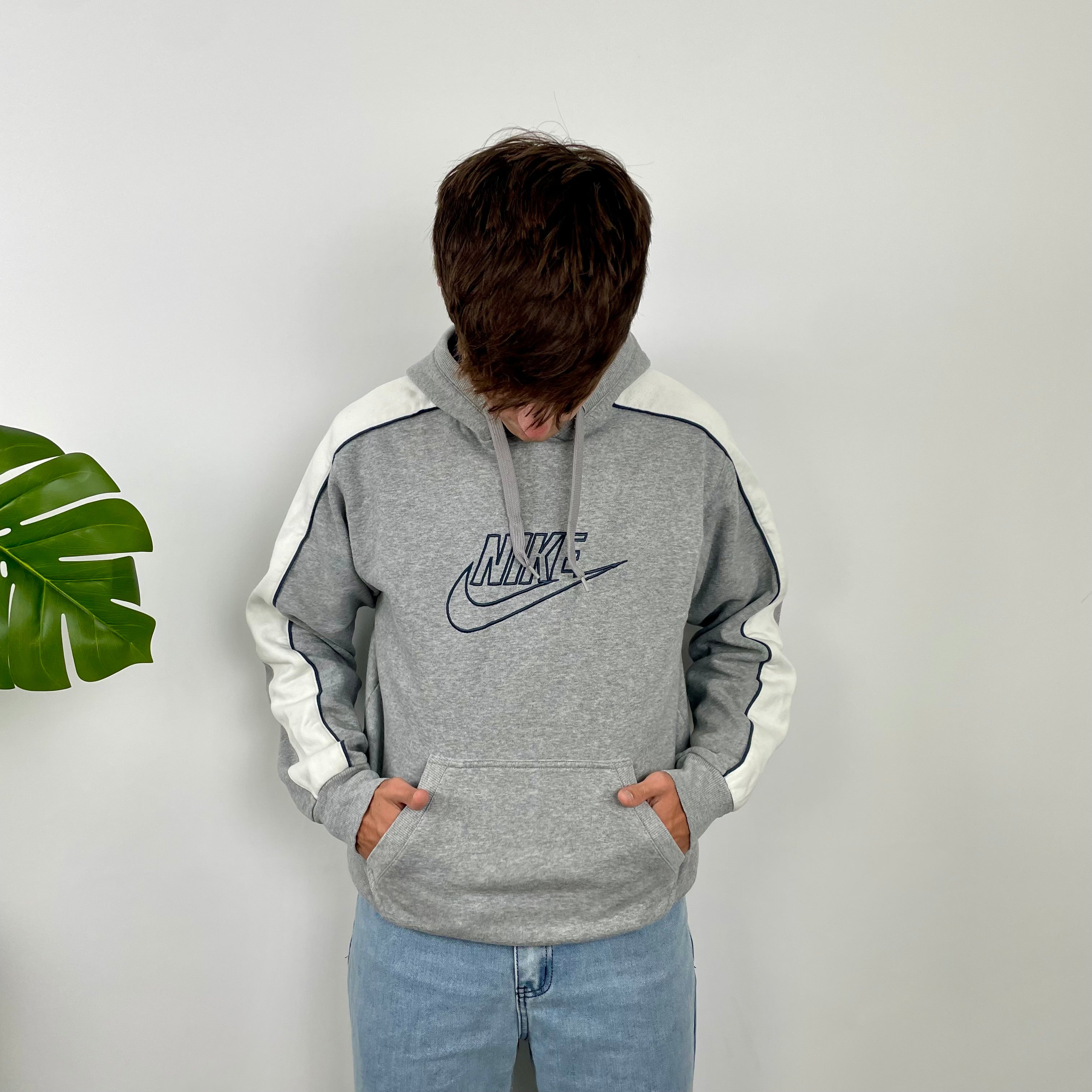 Nike Grey Embroidered Spell Out Hoodie (M)