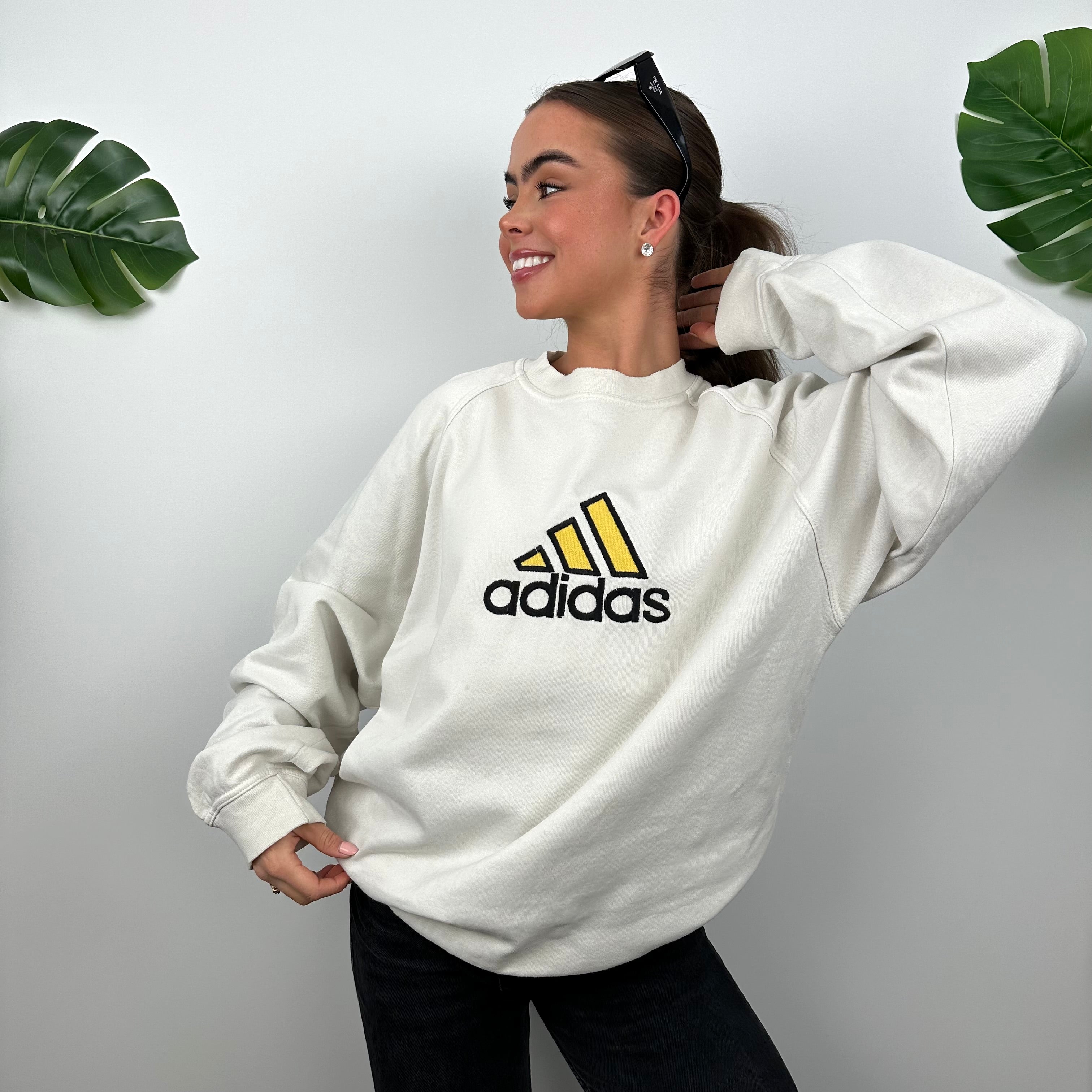 Adidas RARE White Embroidered Spell Out Sweatshirt (M)