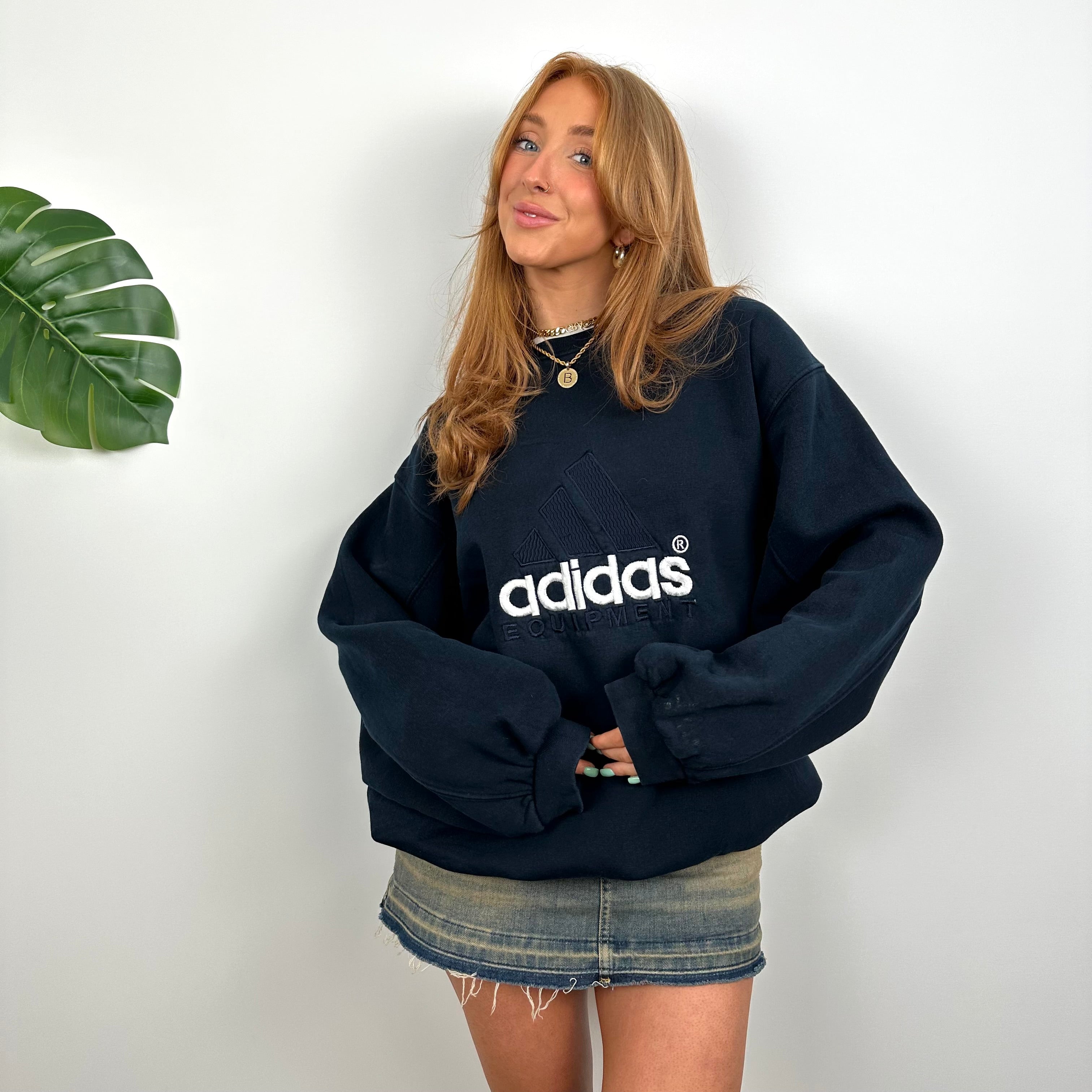 Adidas Equipment RARE Navy Embroidered Spell Out Sweatshirt (L)