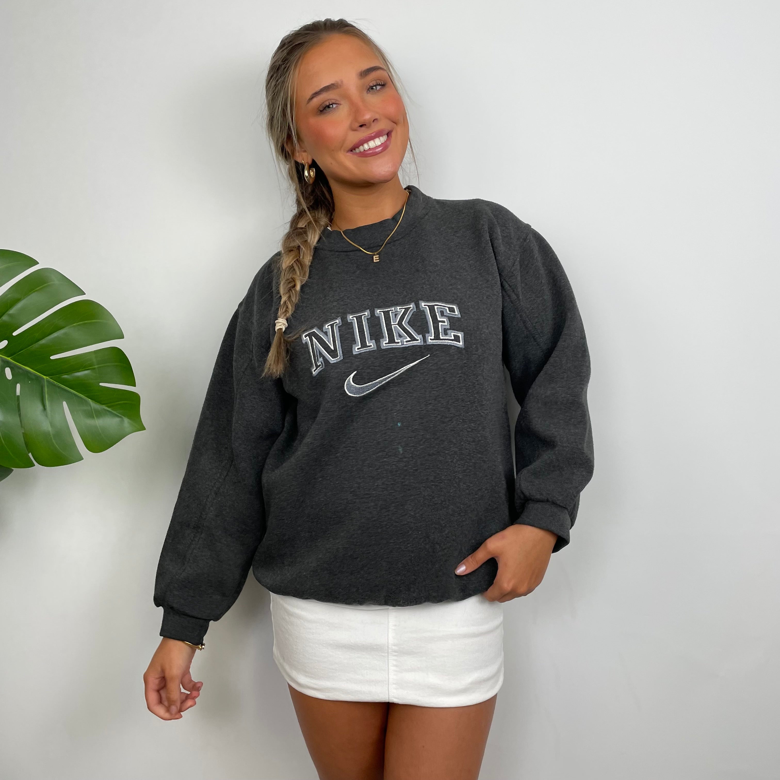 Nike Grey Embroidered Spell Out Sweatshirt (S)