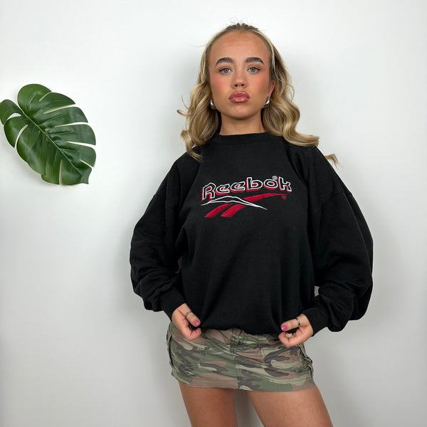 Reebok Black Embroidered Spell Out Sweatshirt (M)