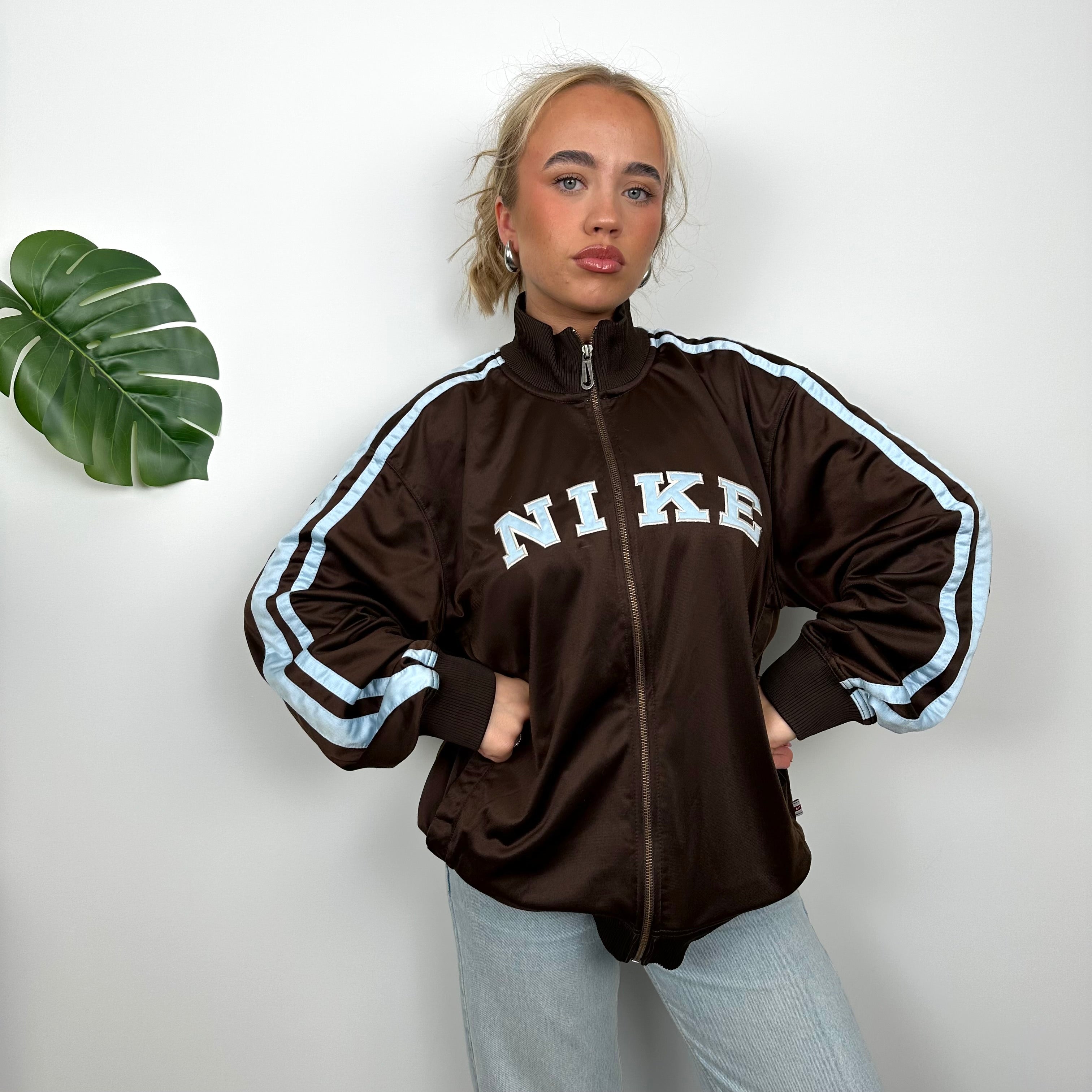 Nike Brown Embroidered Spell Out Track Jacket (M)