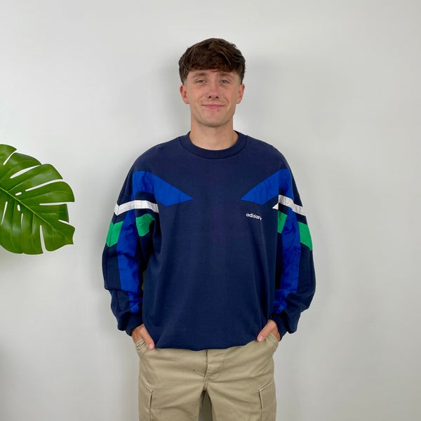 Adidas Embroidered Spell Out Colour Block Sweatshirt (L)