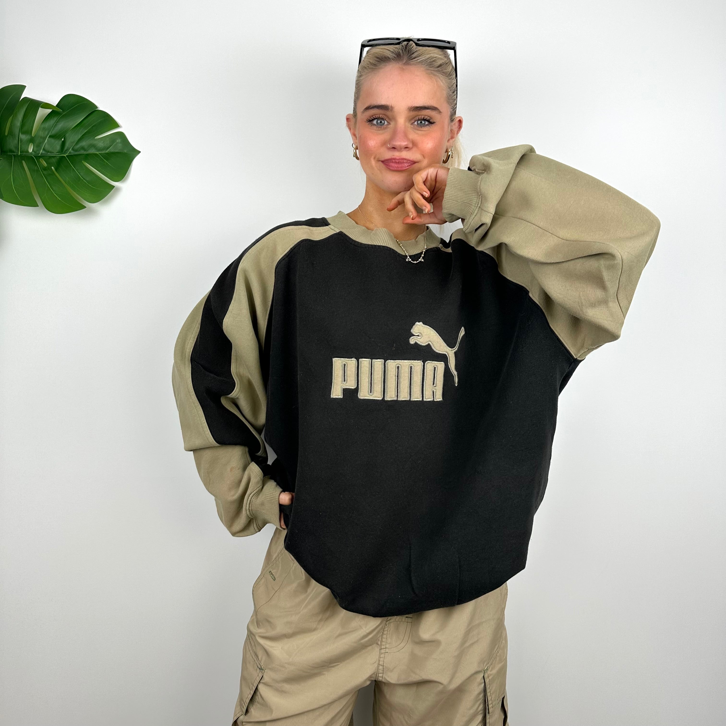 Puma Black Embroidered Spell Out Sweatshirt (M)