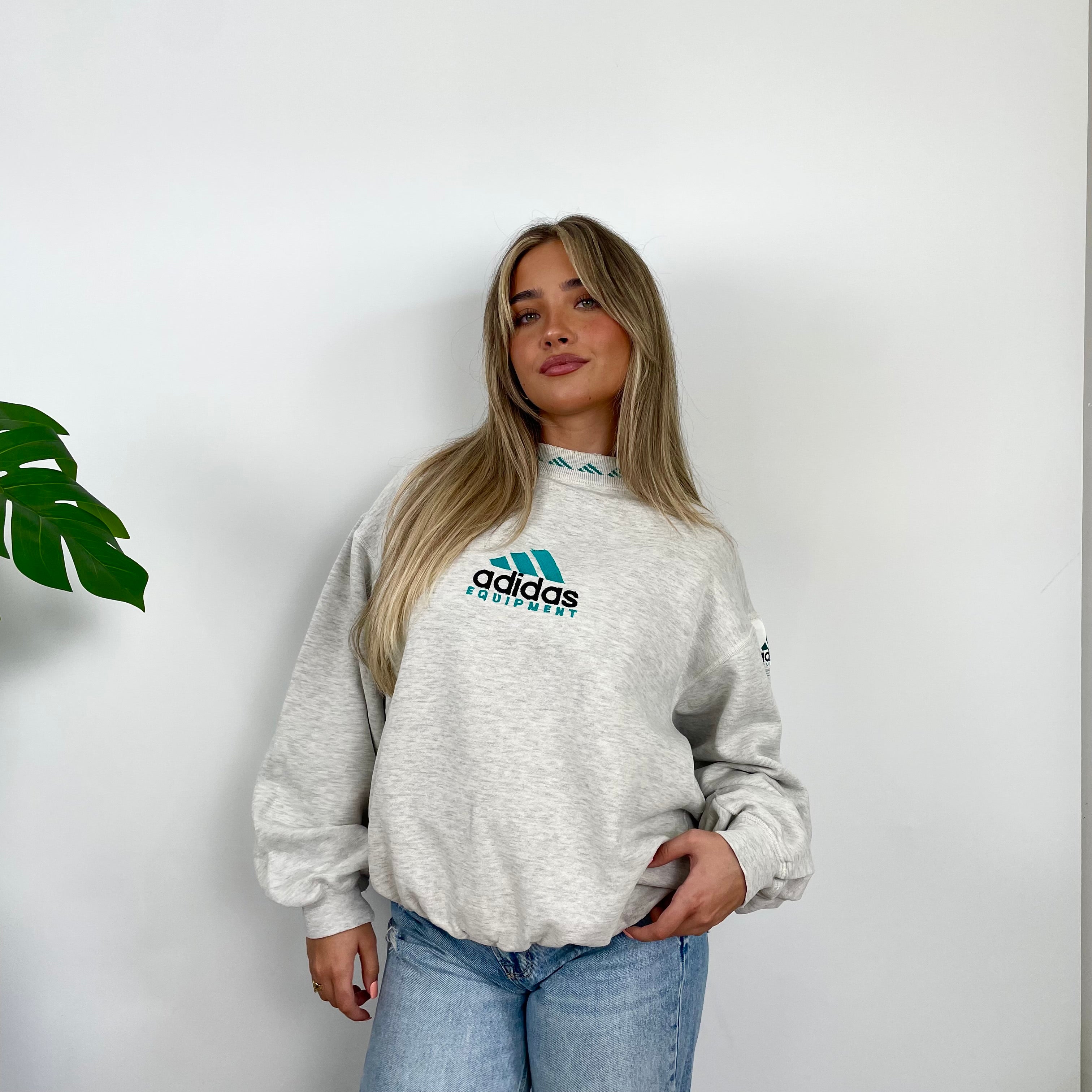 Adidas Equipment Grey Embroidered Spell Out Sweatshirt (M)