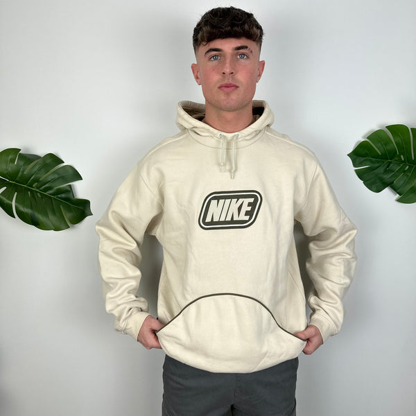 Nike Cream Embroidered Spell Out Hoodie as worn by Molly Mae (L)