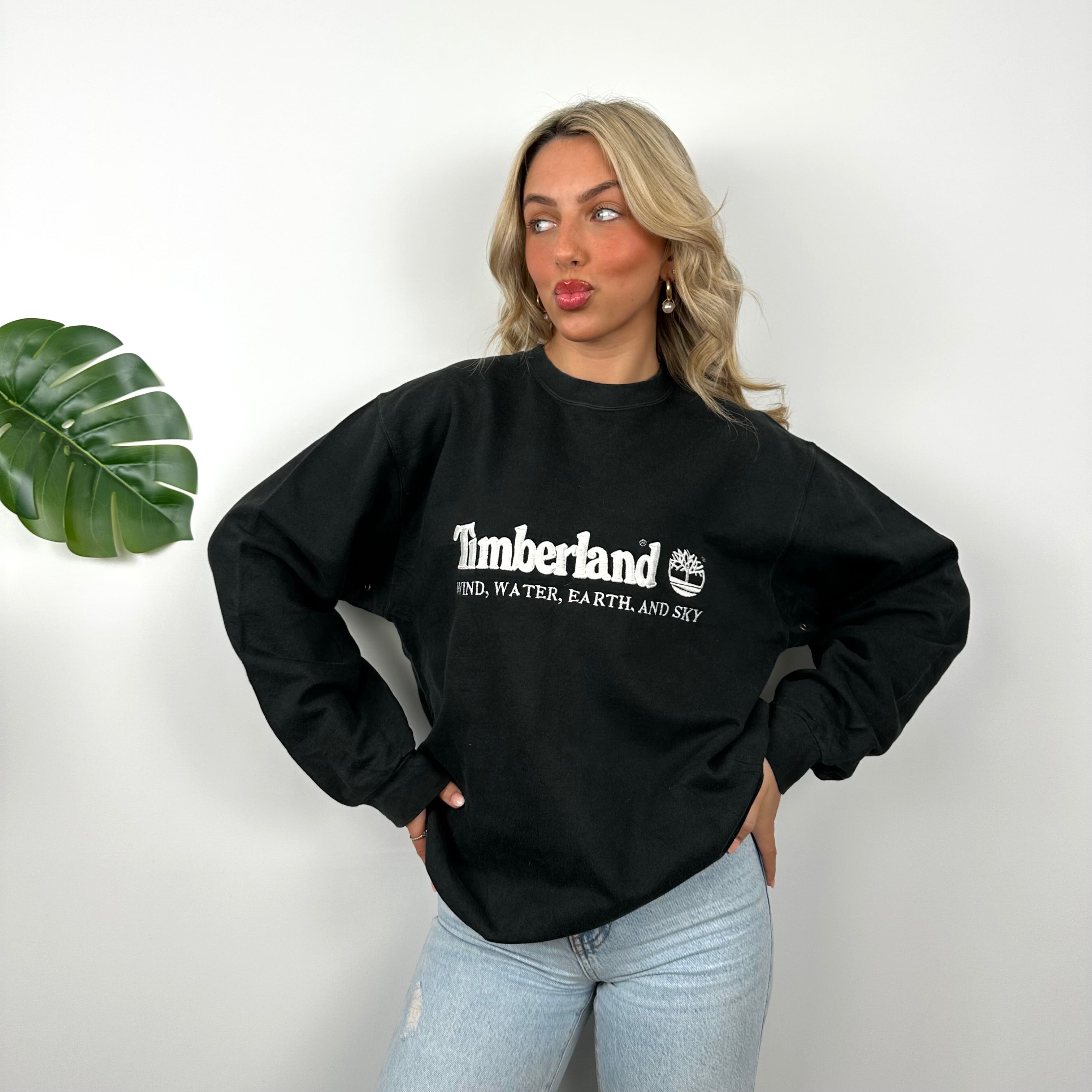 Timberland Black Embroidered Spell Out Sweatshirt (M)