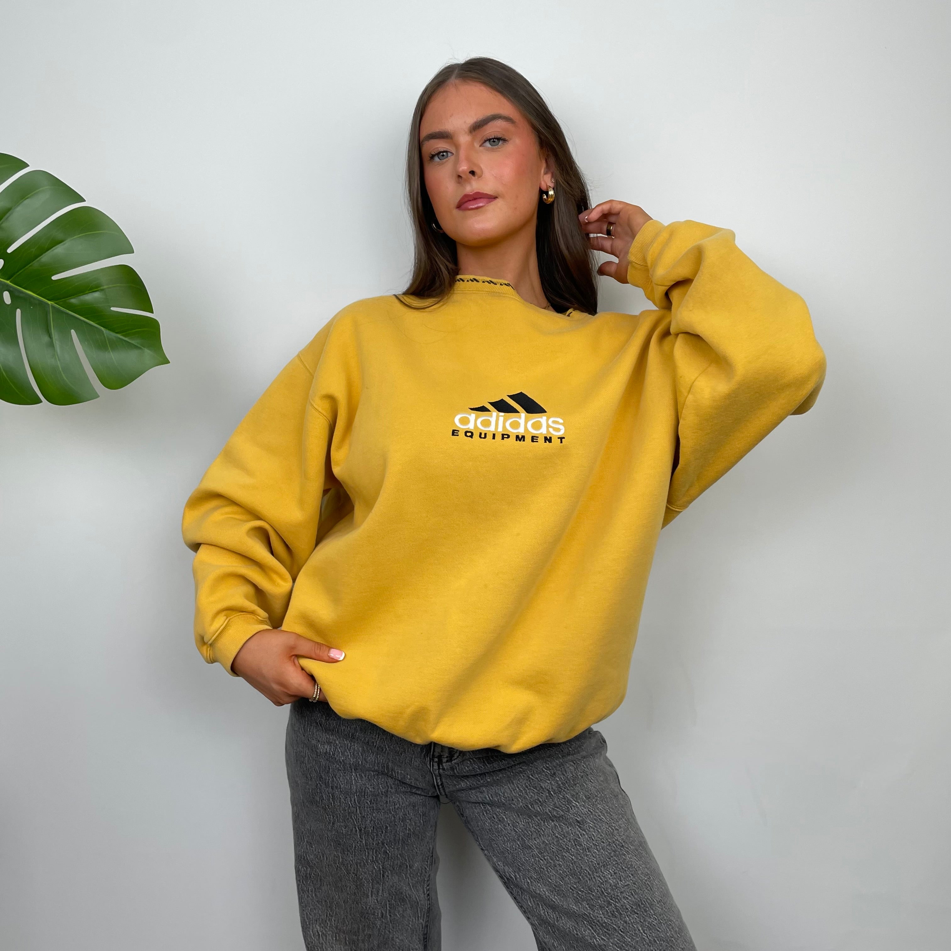 Adidas Equipment Yellow Embroidered Spell Out Sweatshirt (M)