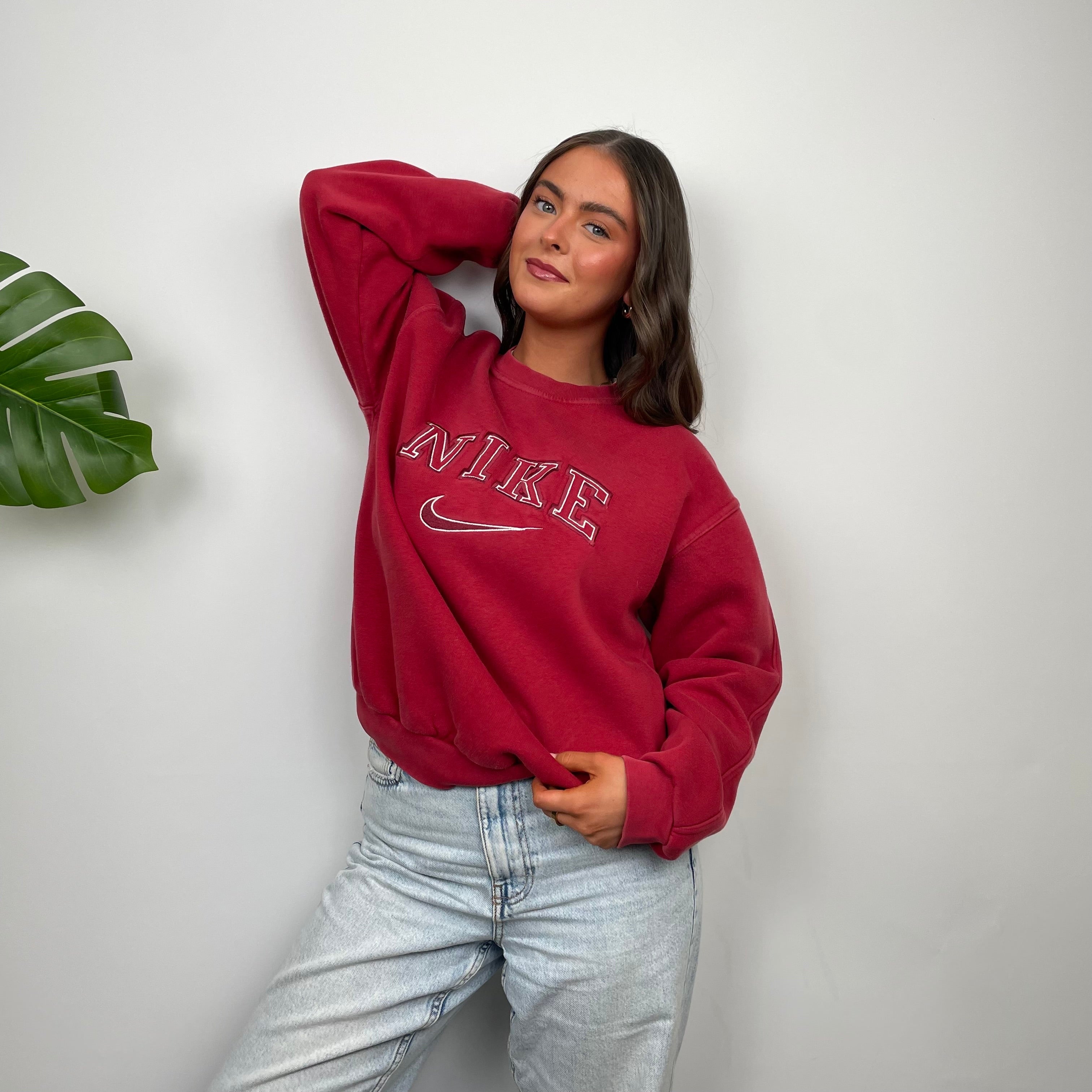 Nike Red Embroidered Spell Out Sweatshirt (L)