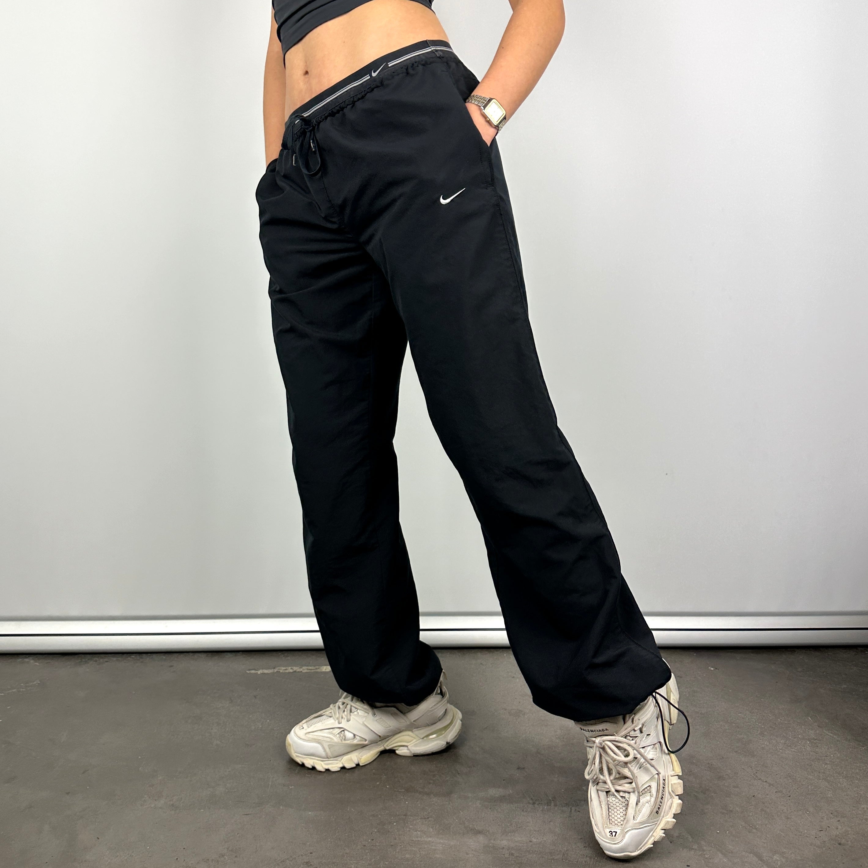 Nike Black Embroidered Swoosh Track Pants (L)