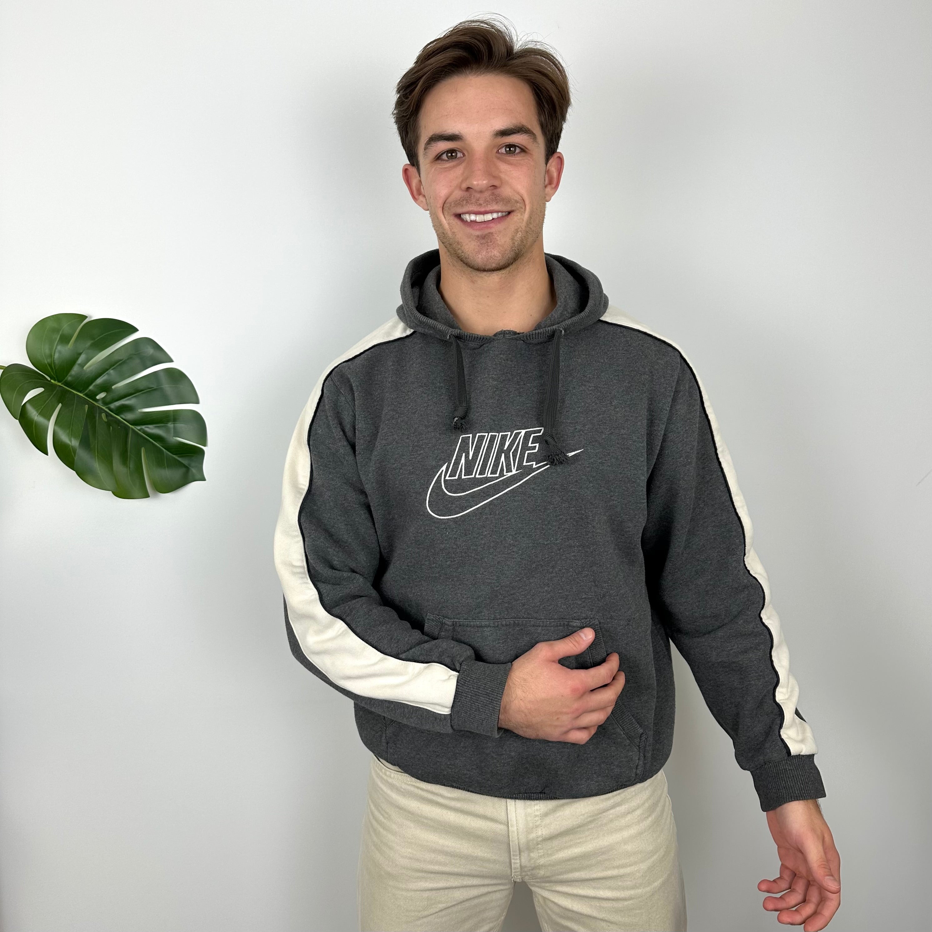 Nike grey embroidered hoodie sale