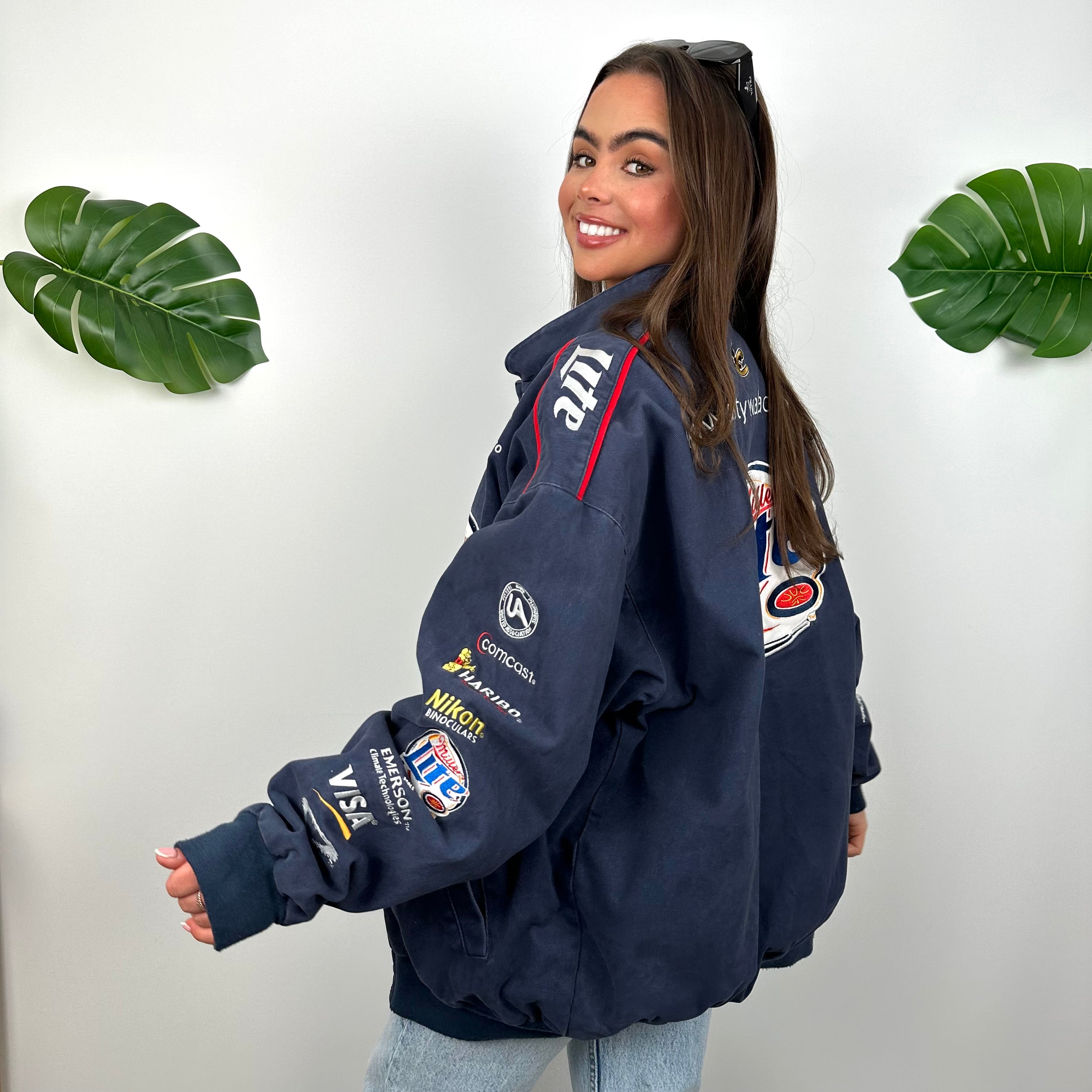 Miller Lite RARE Navy NASCAR Racing Jacket (XL)