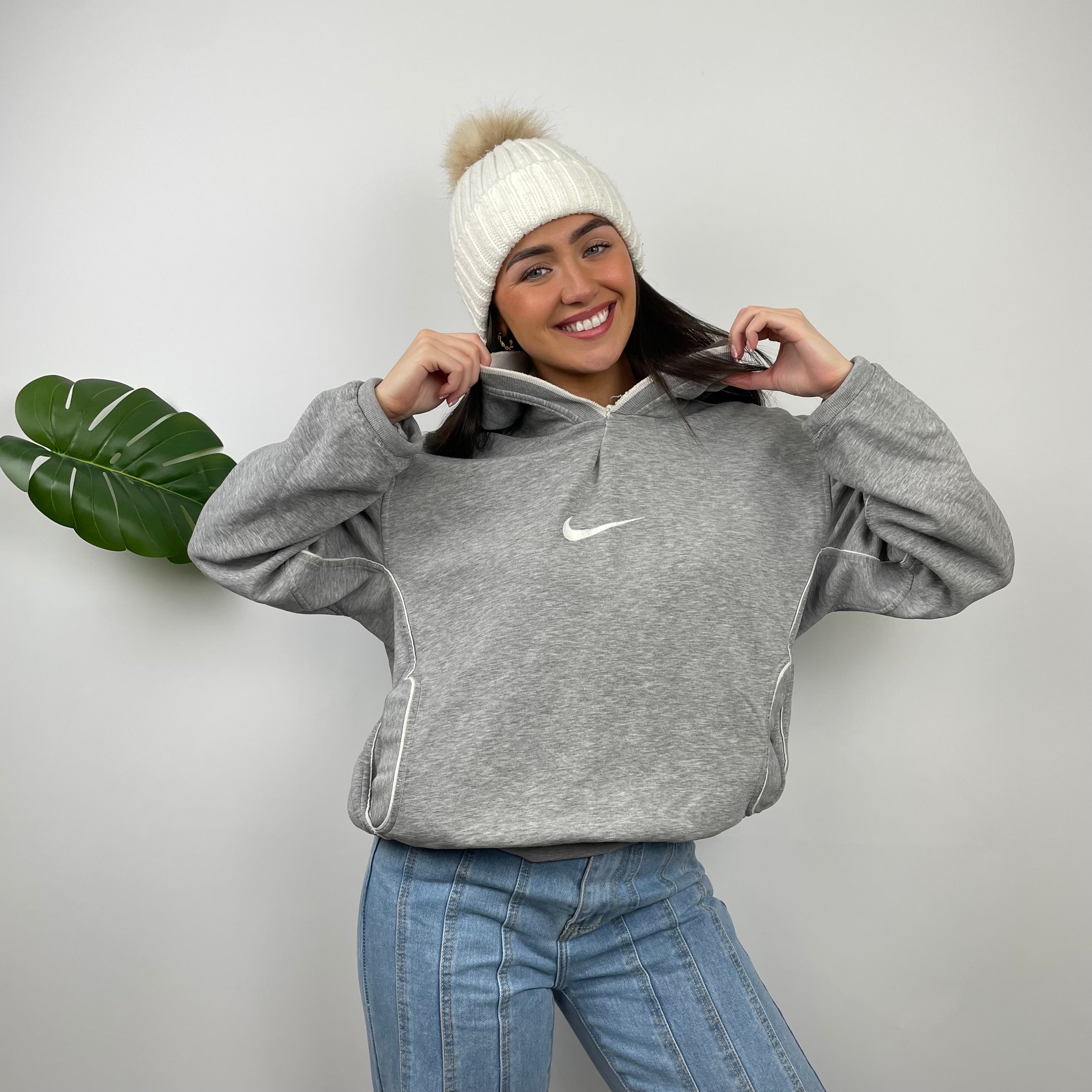 Nike Grey Embroidered Centre Swoosh Hoodie (S)