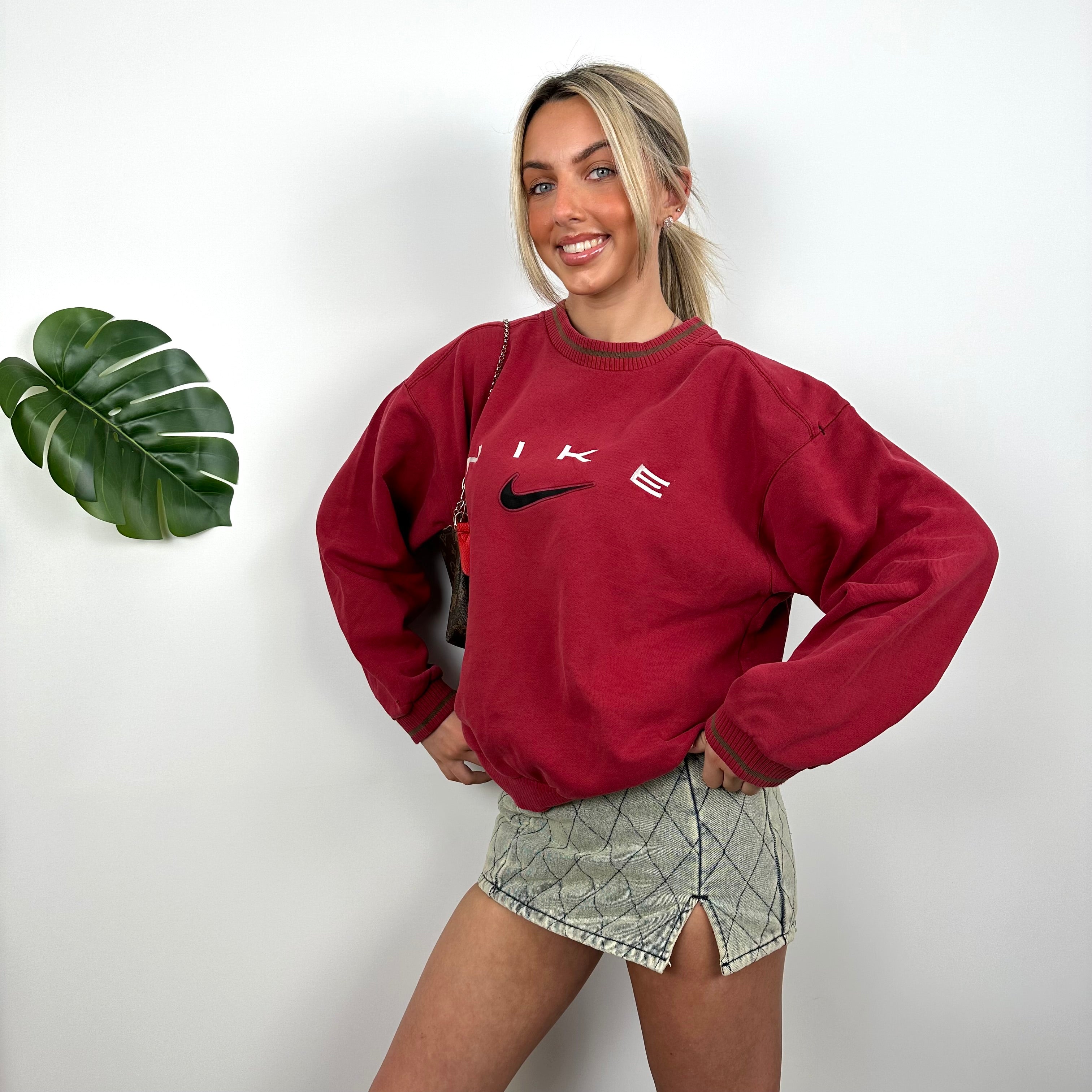 Nike Red Embroidered Spell Out Sweatshirt (M)