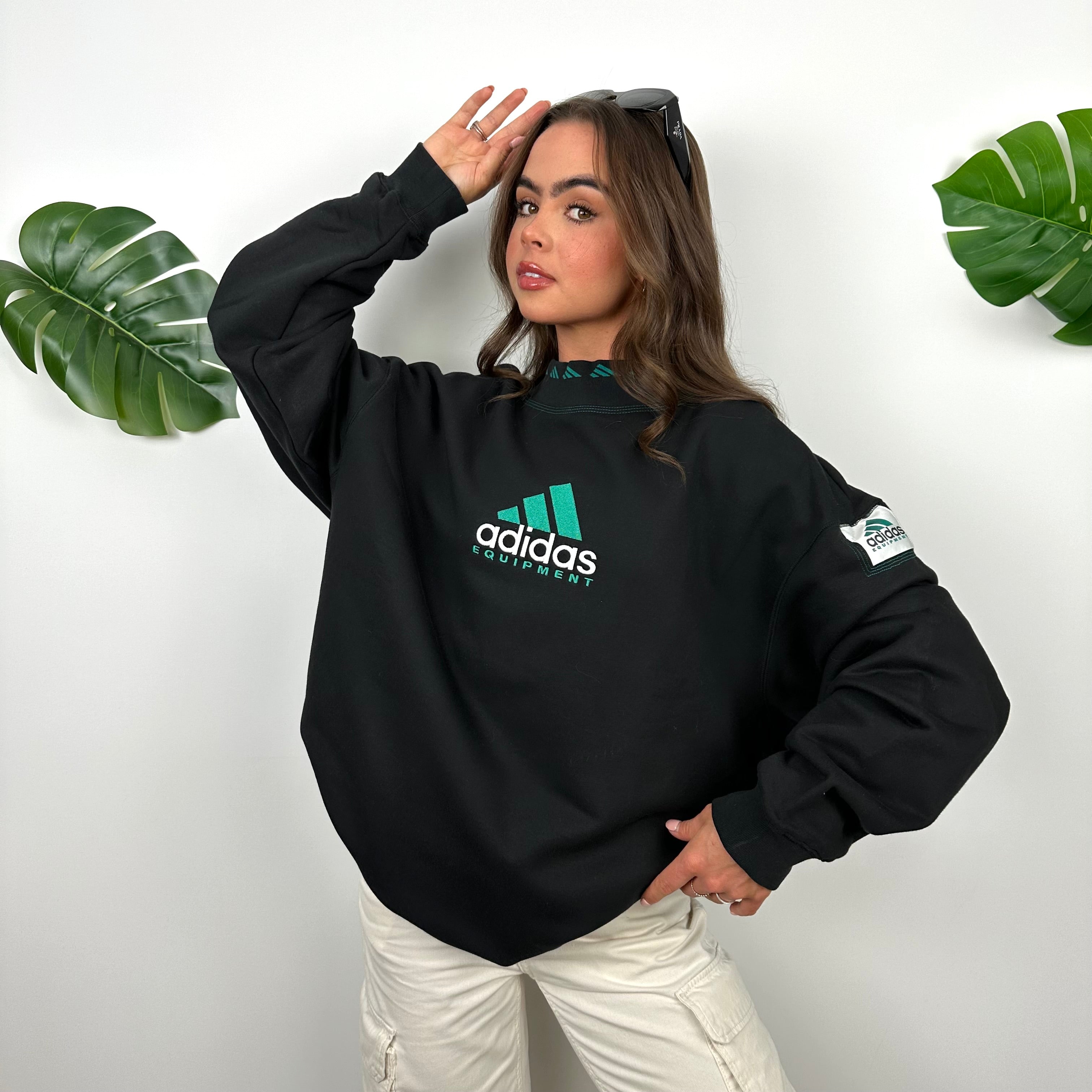 Adidas Equipment Black Embroidered Spell Out Sweatshirt (XL)