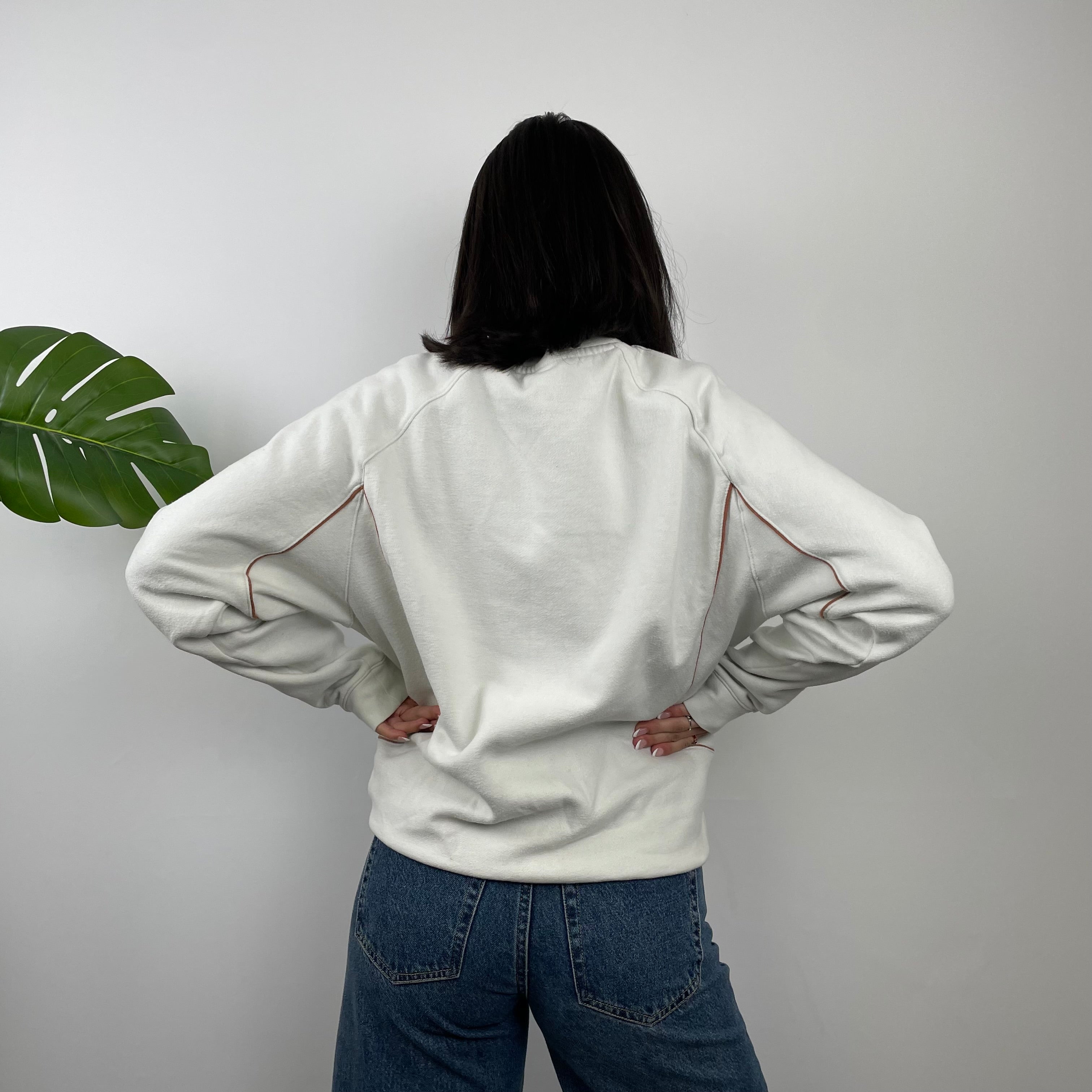 Nike White Embroidered Swoosh Sweatshirt (M)