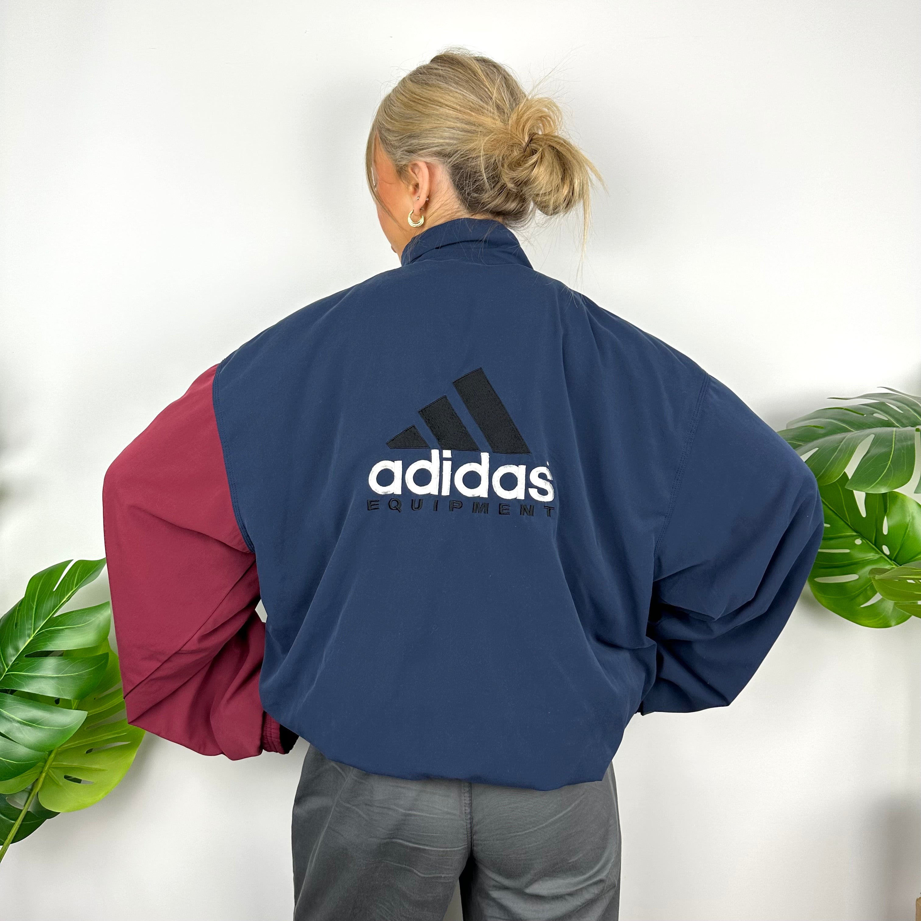 Adidas Equipment RARE Navy & Maroon Embroidered Spell Out Padded Jacket (XL)