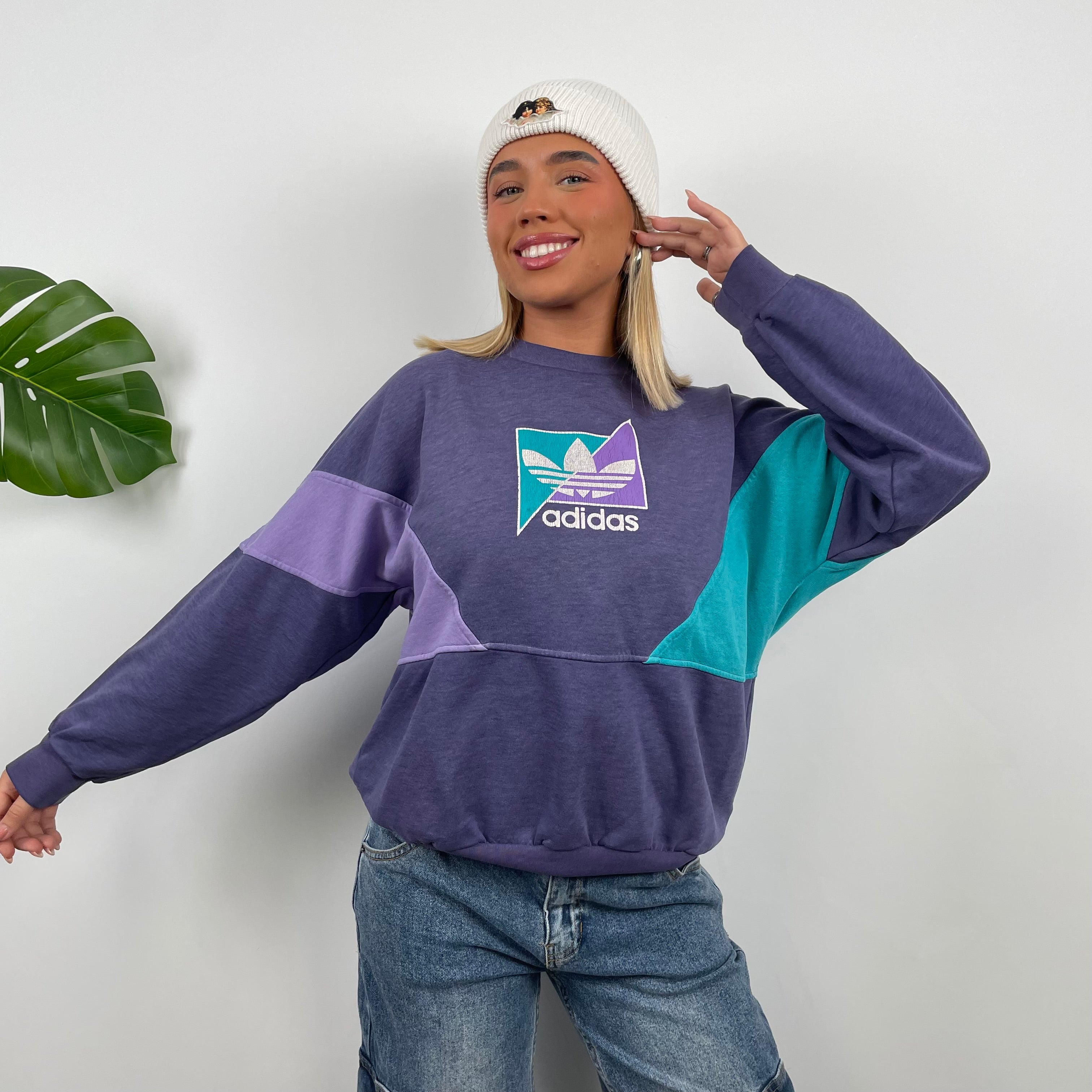 Adidas Purple Colour Block Sweatshirt (S)