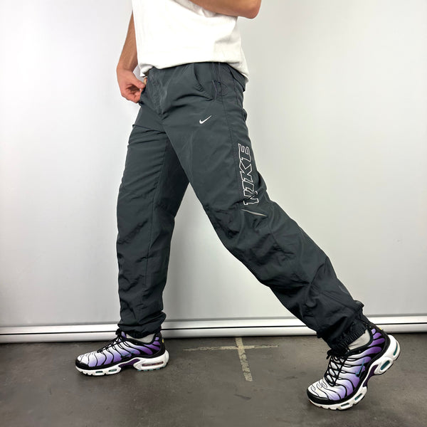 Nike Grey Embroidered Swoosh Track Pants (M)
