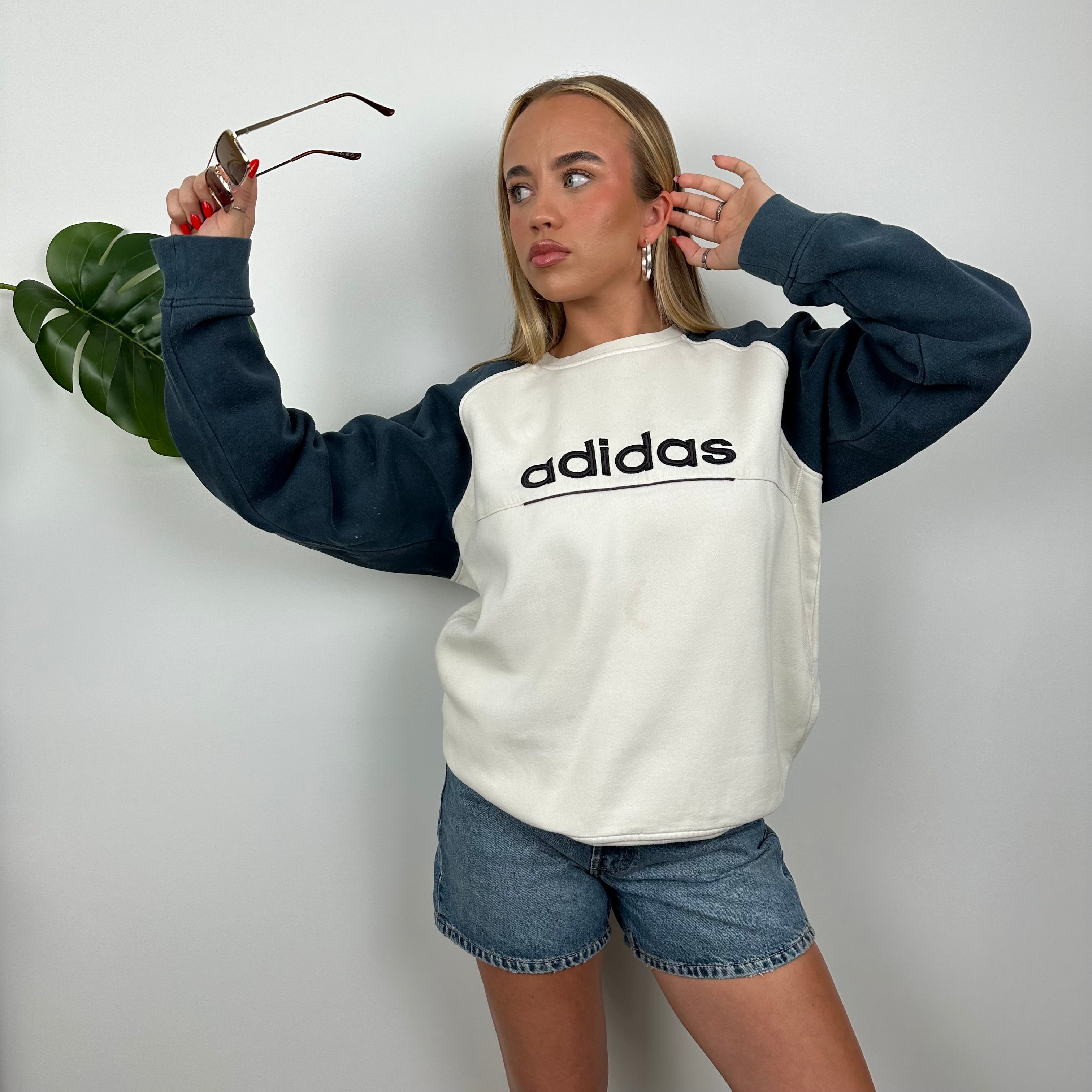 Adidas RARE White Embroidered Spell Out Sweatshirt (M)