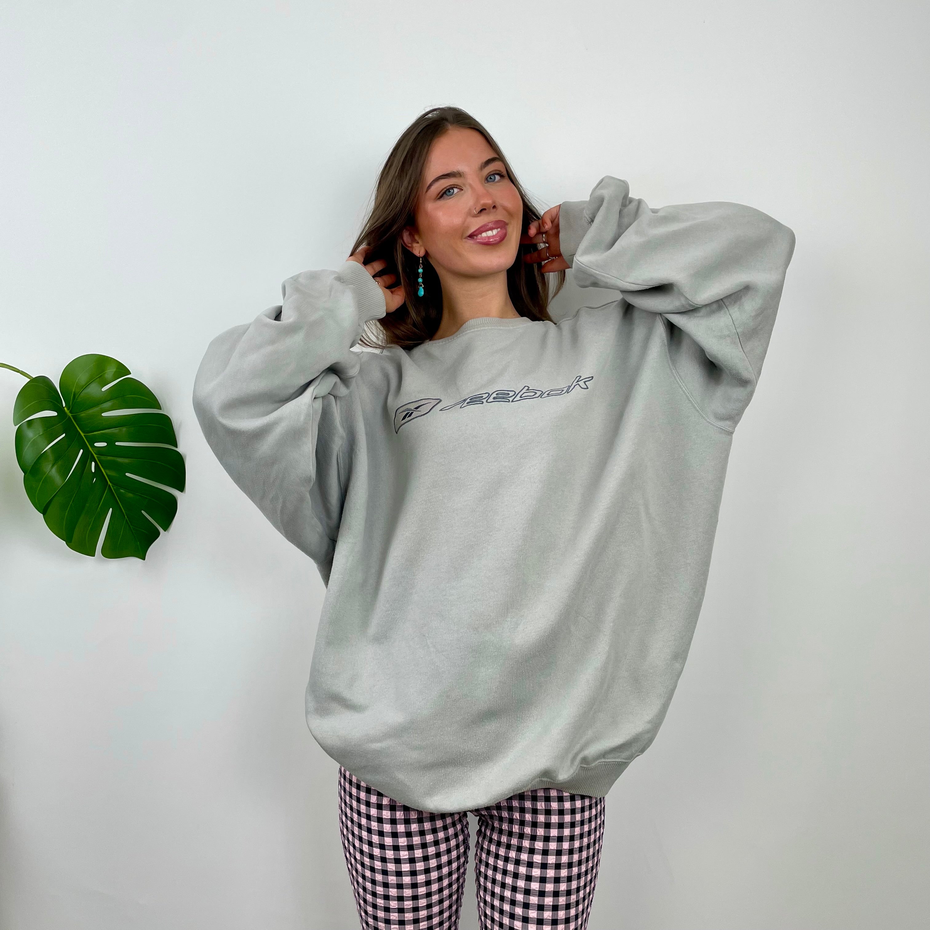 Reebok Baby Blue Embroidered Spell Out Sweatshirt (XL)