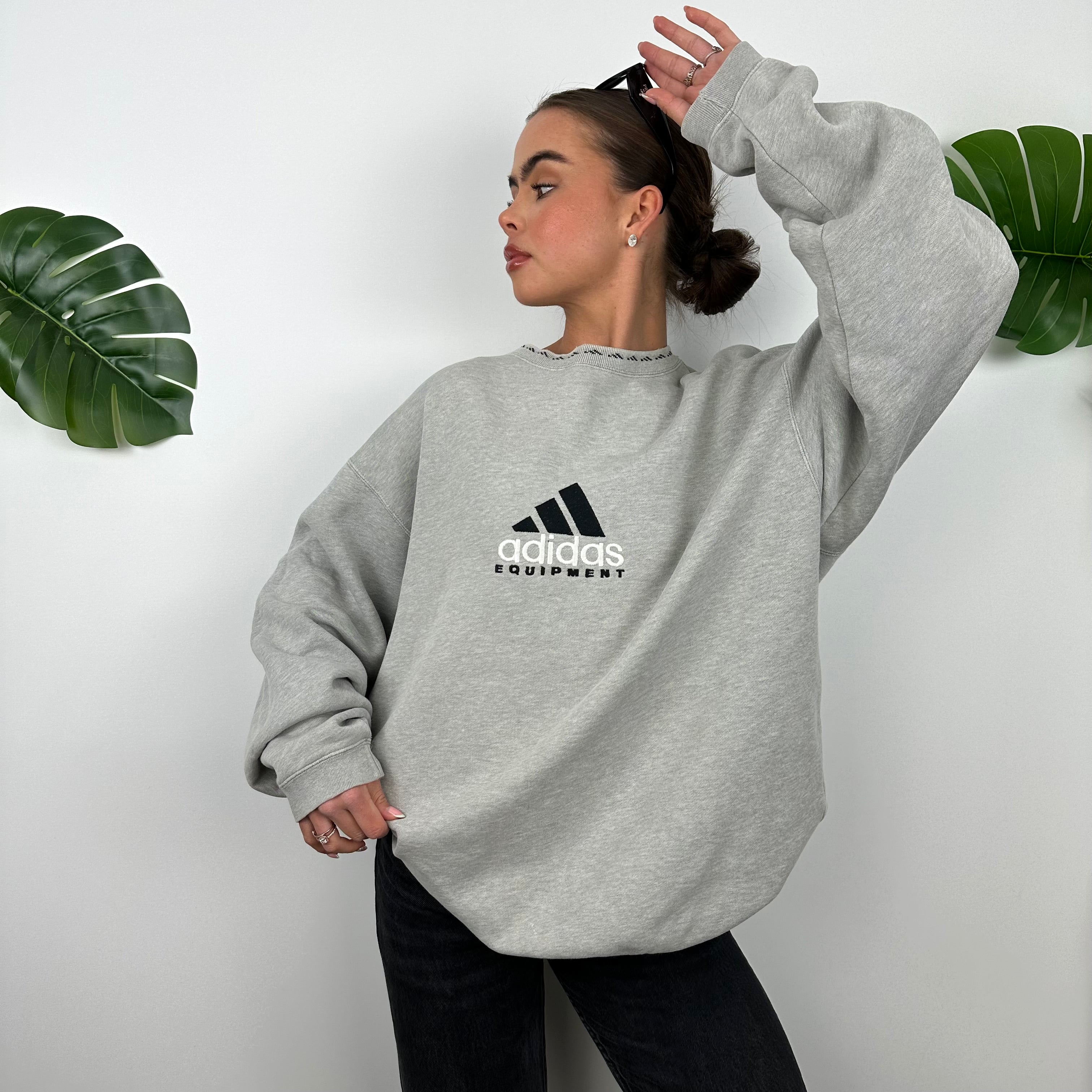 Adidas Equipment RARE Grey Embroidered Spell Out Sweatshirt (L)