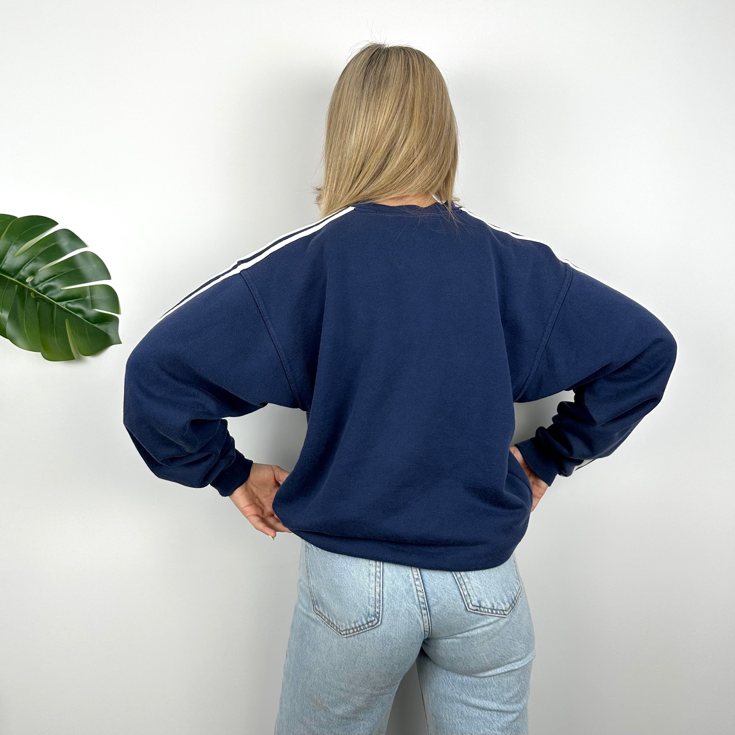 Adidas Navy Embroidered Spell Out Sweatshirt (L)