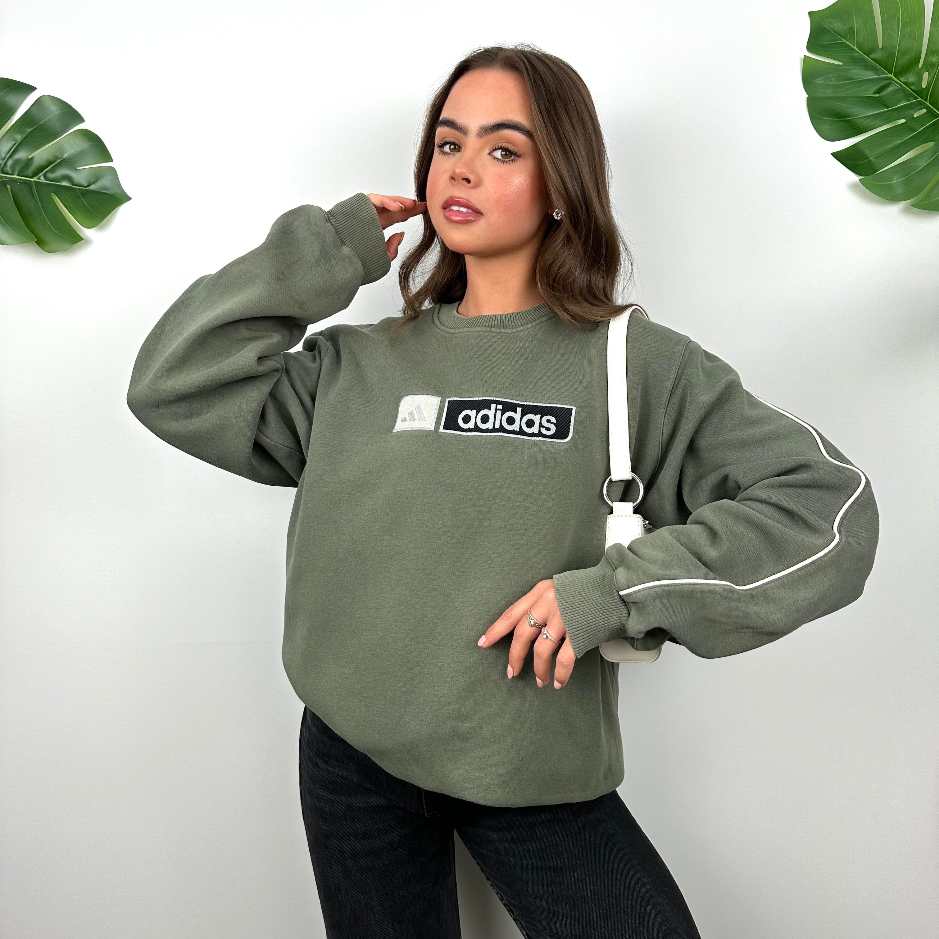 Adidas Green Embroidered Spell Out Sweatshirt (M)