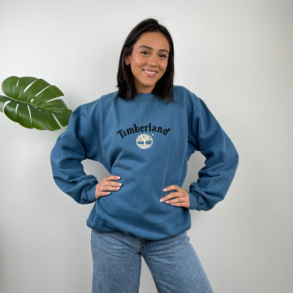 Timberland Blue Embroidered Spell Out Sweatshirt (L)
