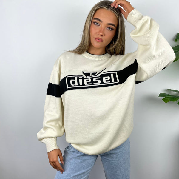Diesel Cream Spell Out Knitted Sweater (M)