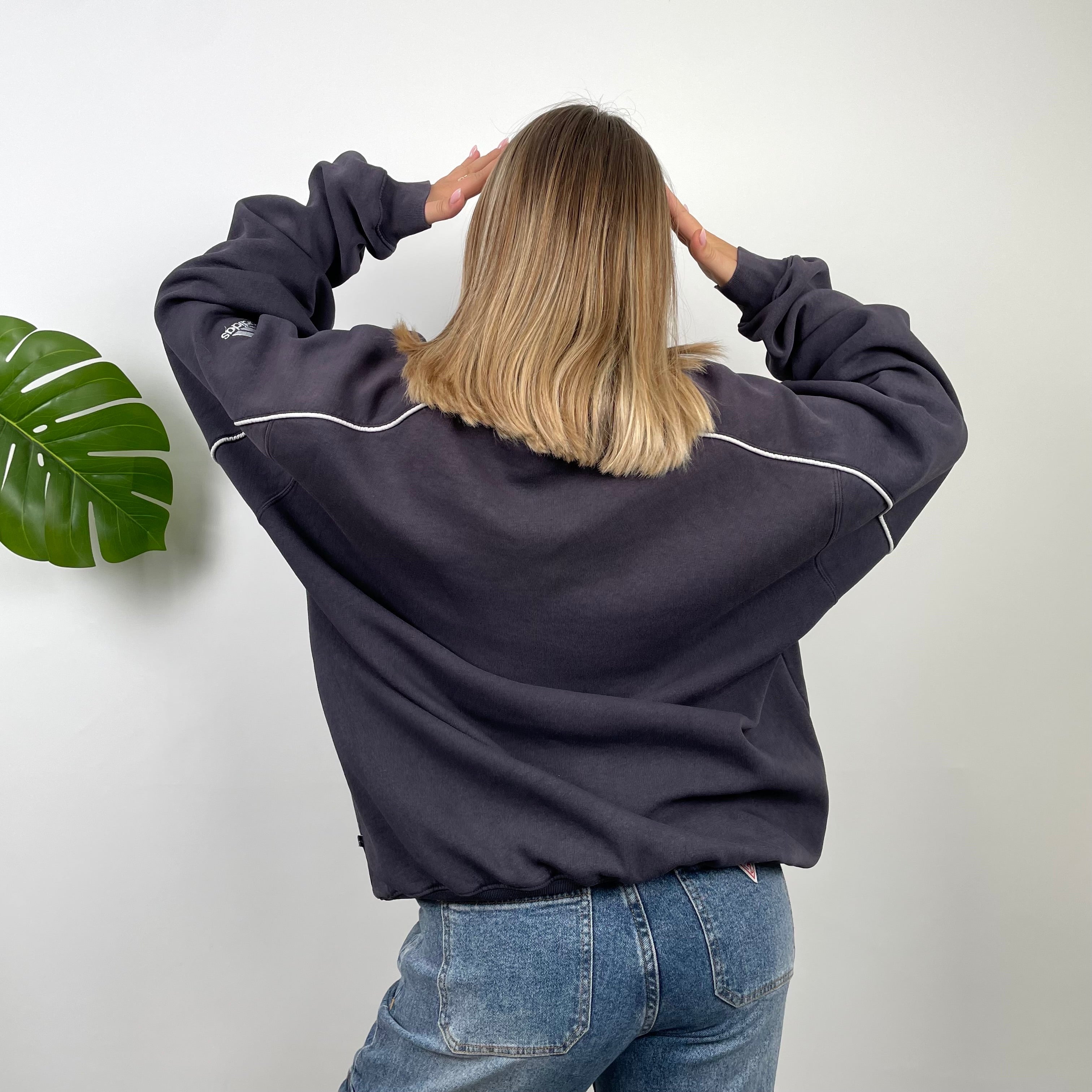 Adidas Navy Embroidered Spell Out Sweatshirt (L)