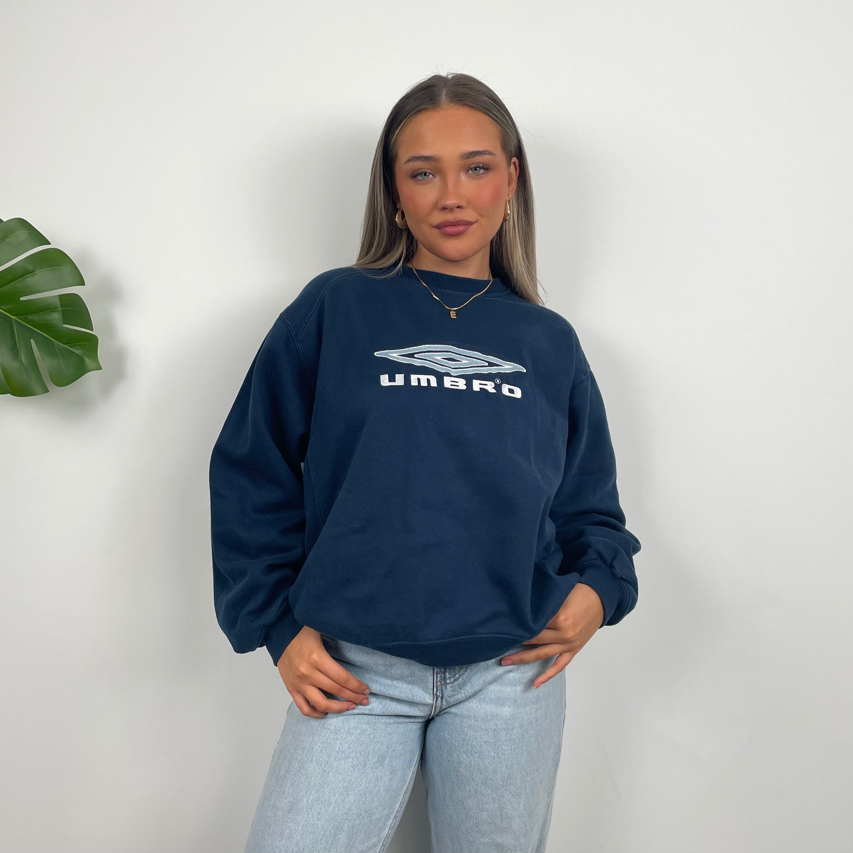 Umbro Navy Embroidered Spell Out Sweatshirt (S)