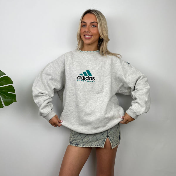 Adidas Equipment Grey Embroidered Spell Out Sweatshirt (M)