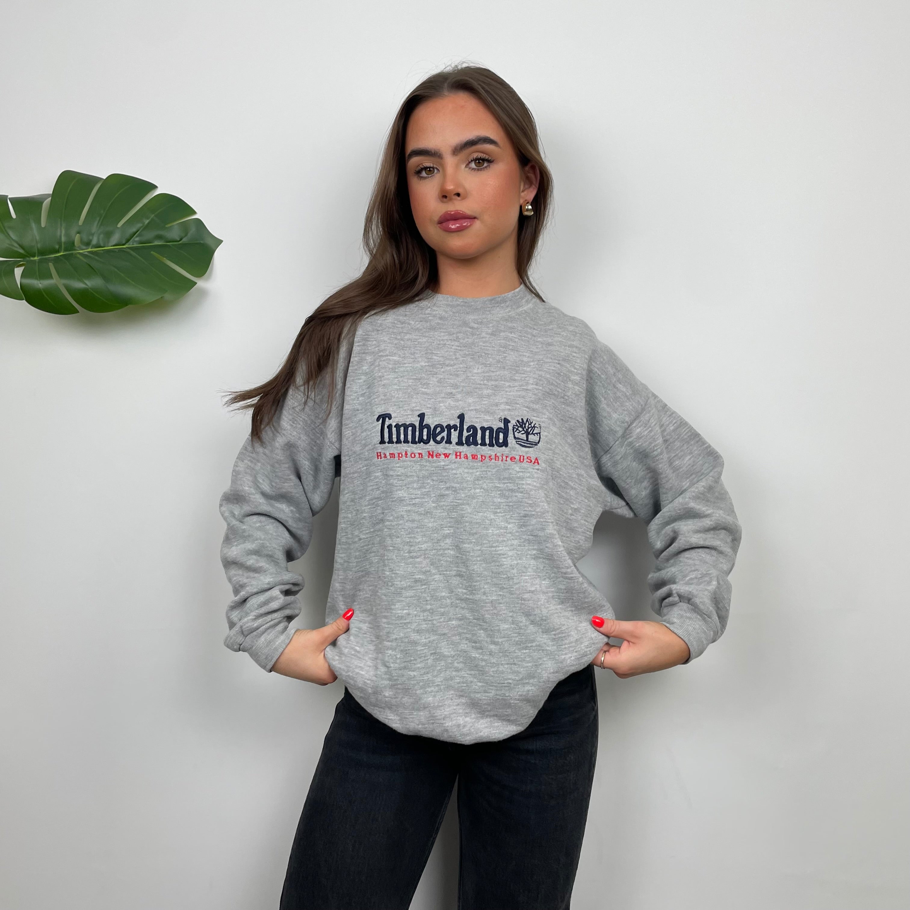 Timberland Grey Embroidered Spell Out Sweatshirt (M)