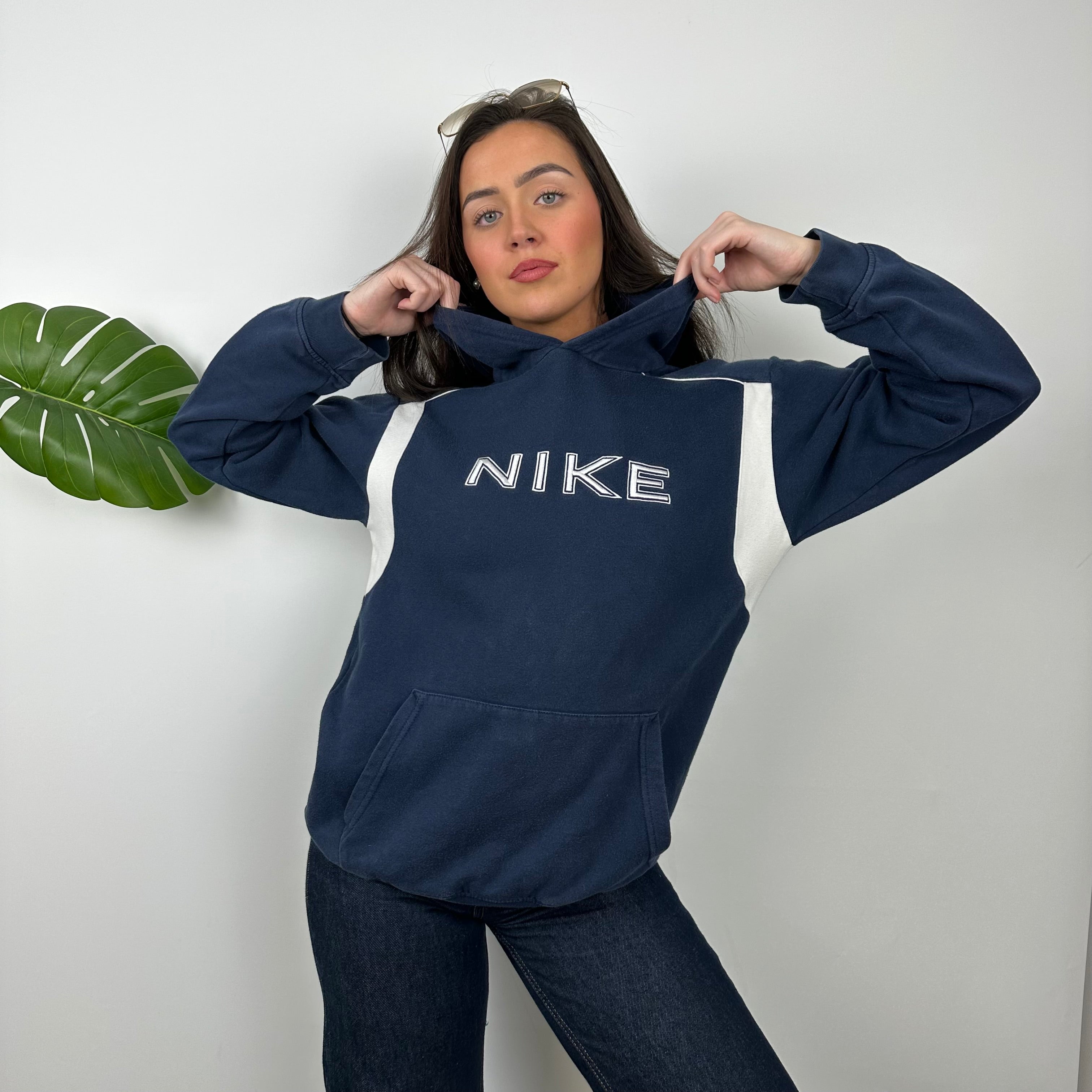 Nike Navy Embroidered Spell Out Hoodie (M)