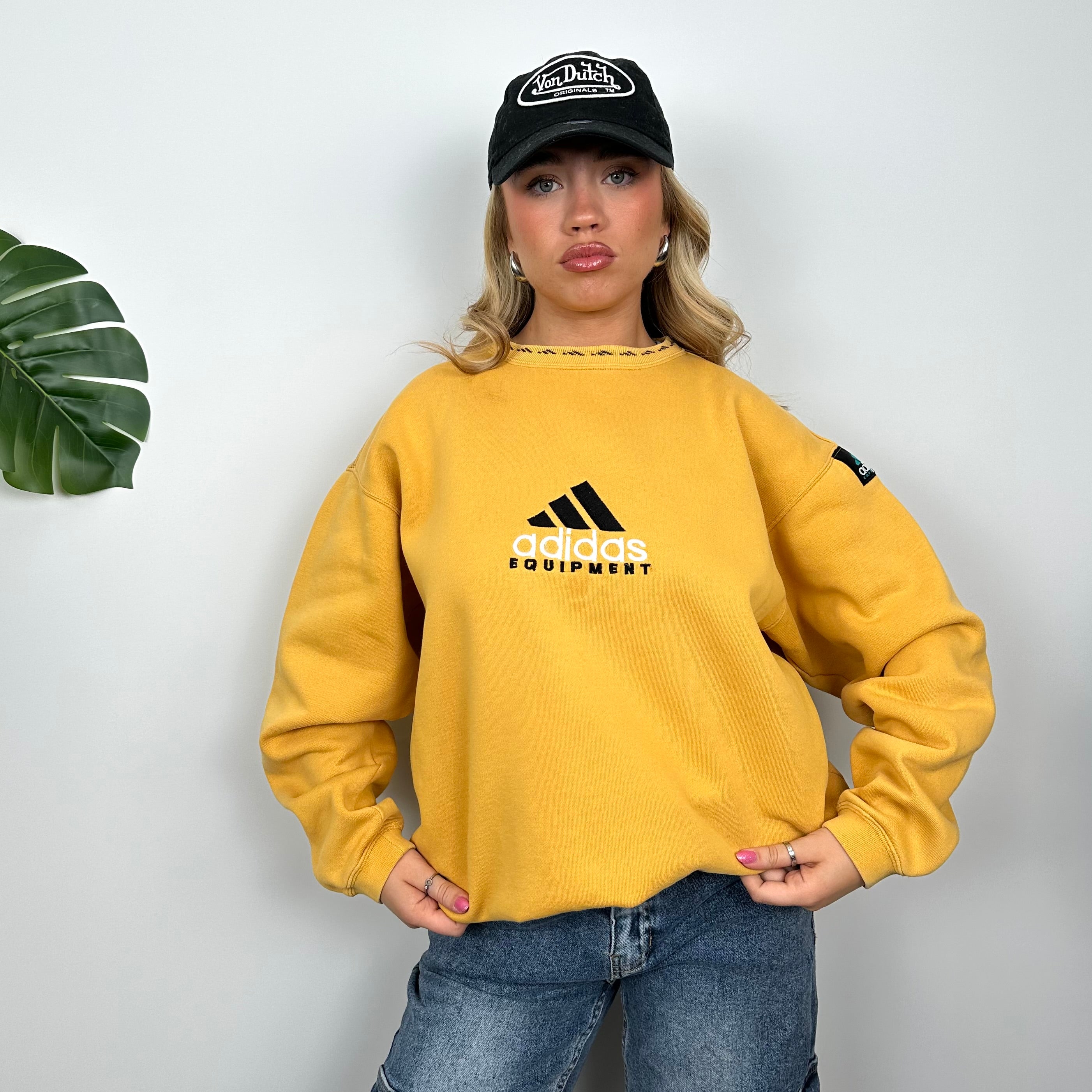 Adidas Equipment Yellow Embroidered Spell Out Sweatshirt (M)