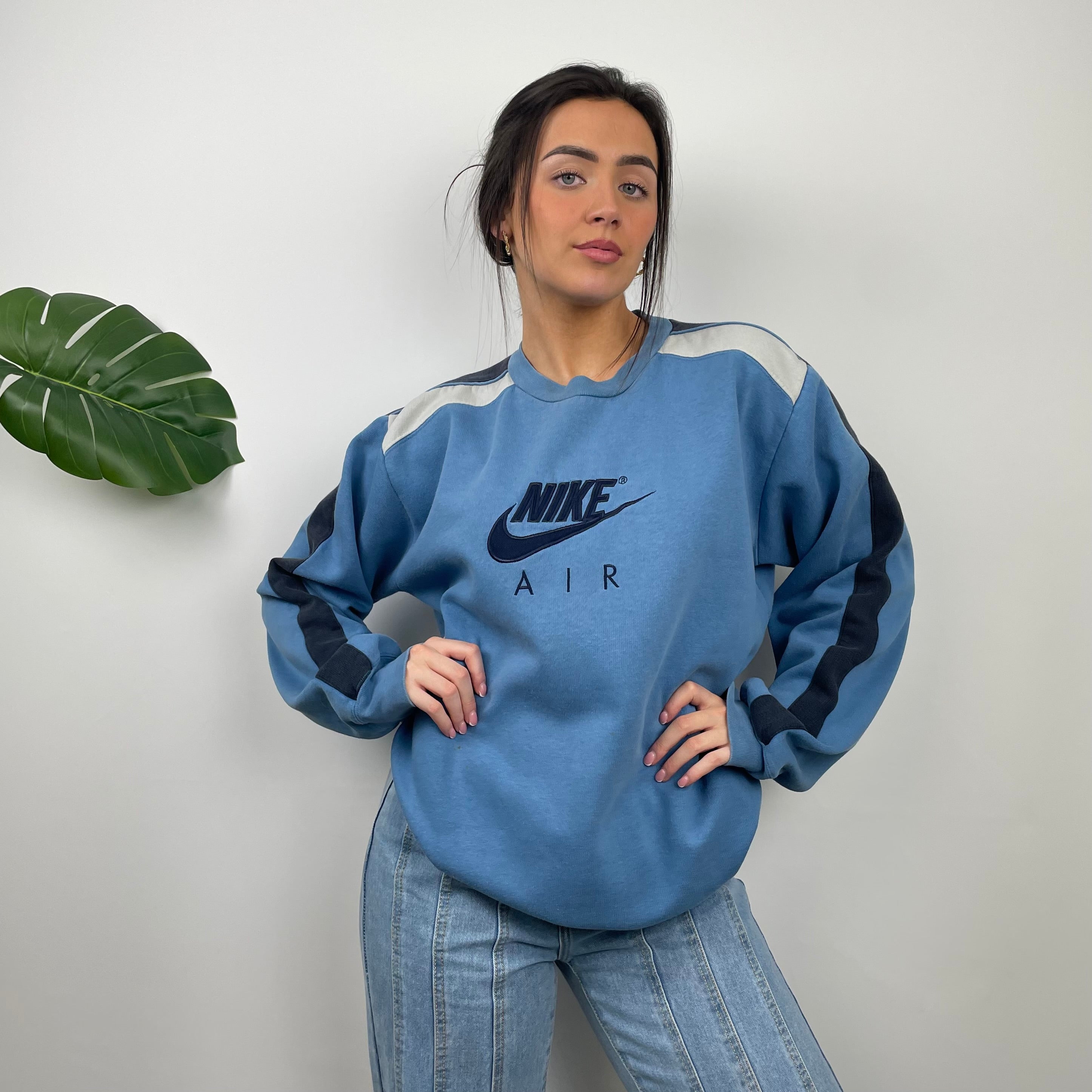 Nike Baby Blue Embroidered Spell Out Sweatshirt (L)