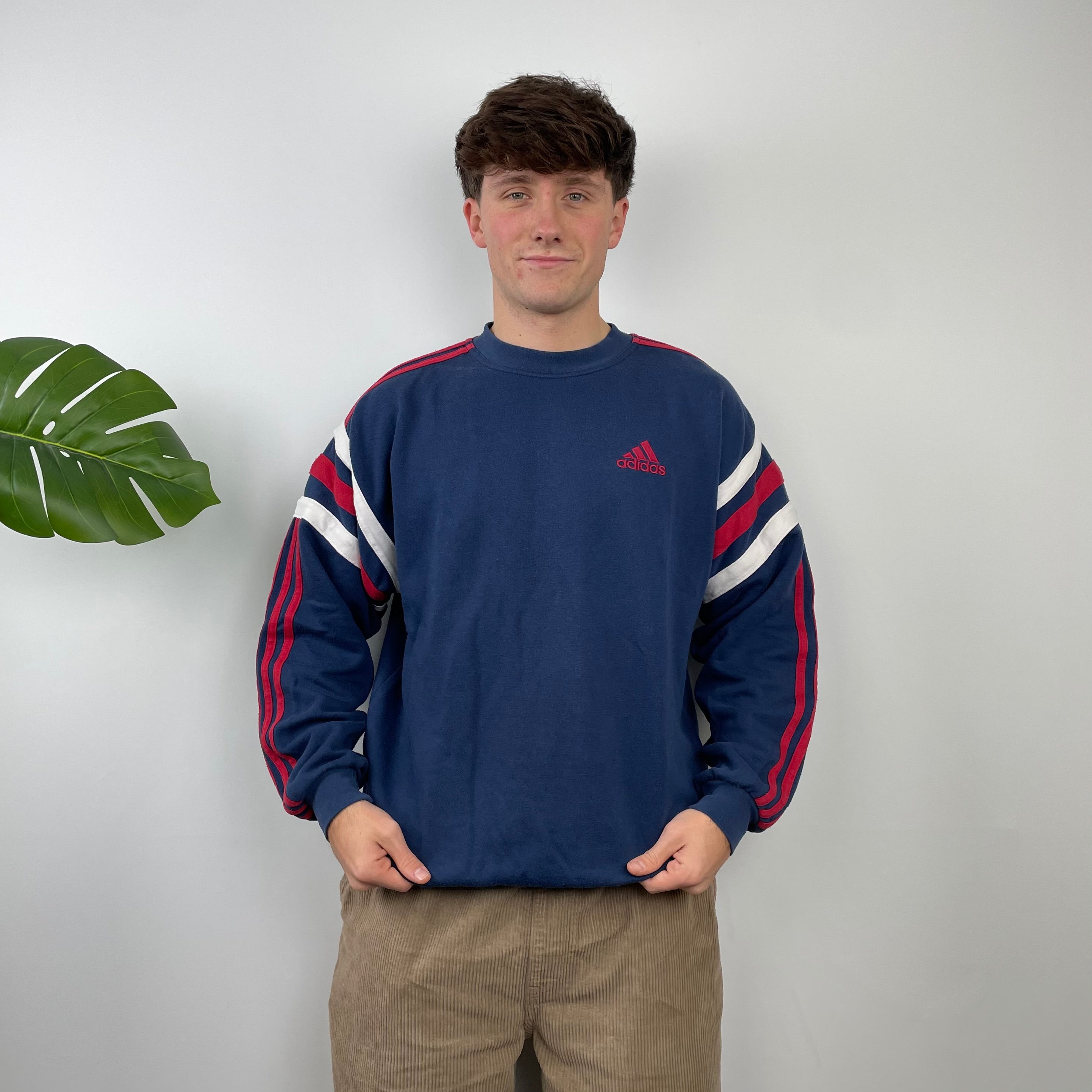 Adidas Navy Embroidered Spell Out Sweatshirt (L)