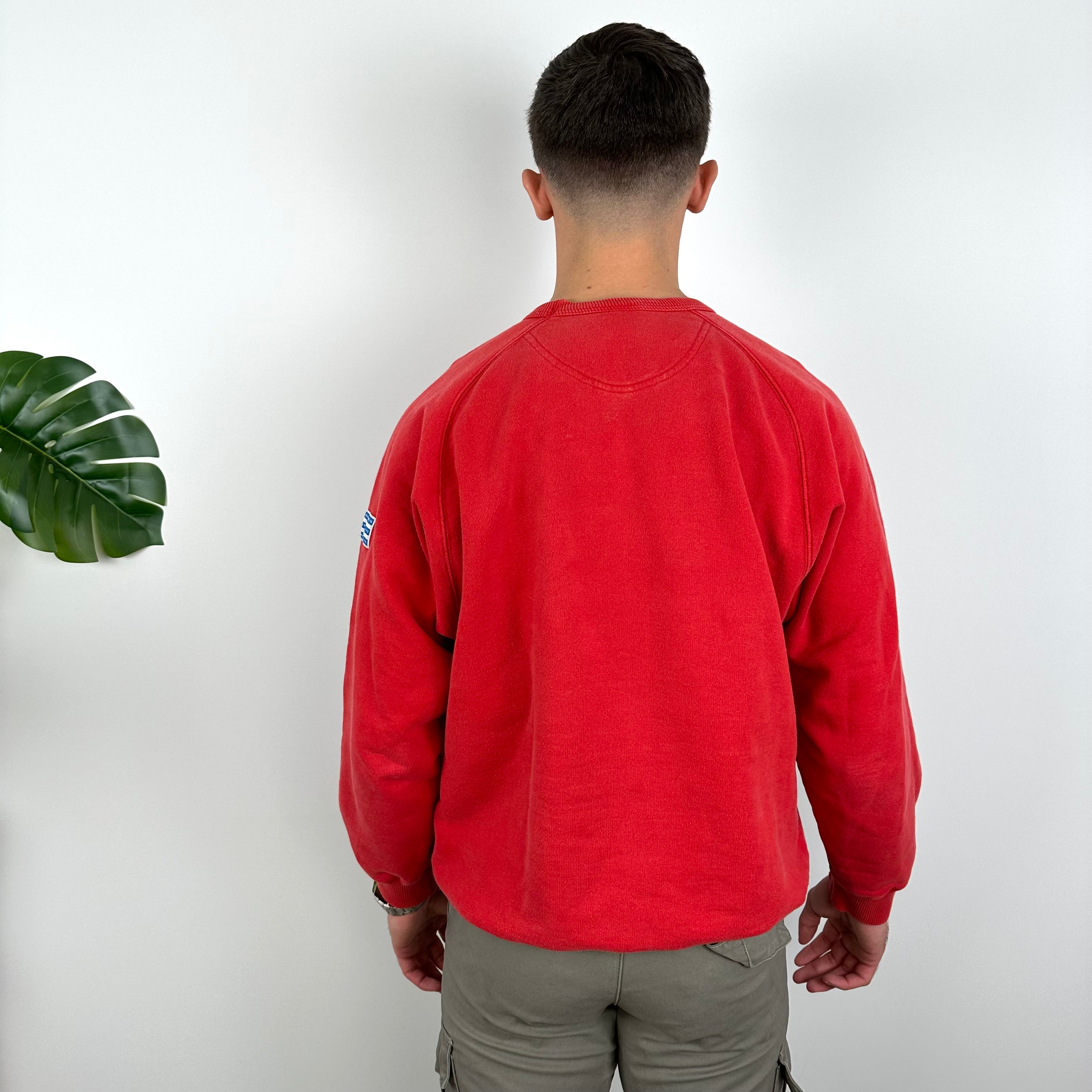 Adidas Red Embroidered Spell Out Sweatshirt (L)