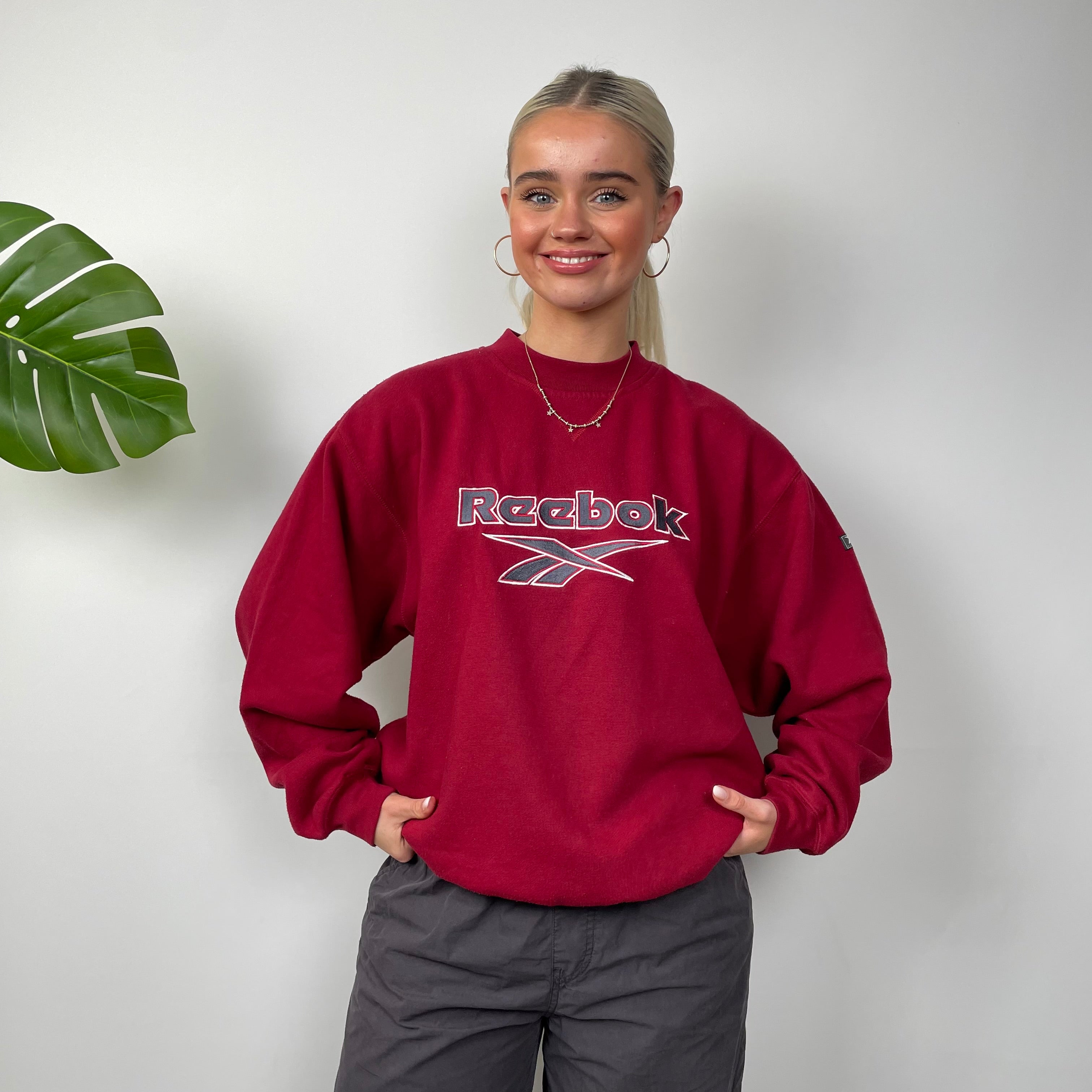 Reebok Red Embroidered Spell Out Sweatshirt (S)