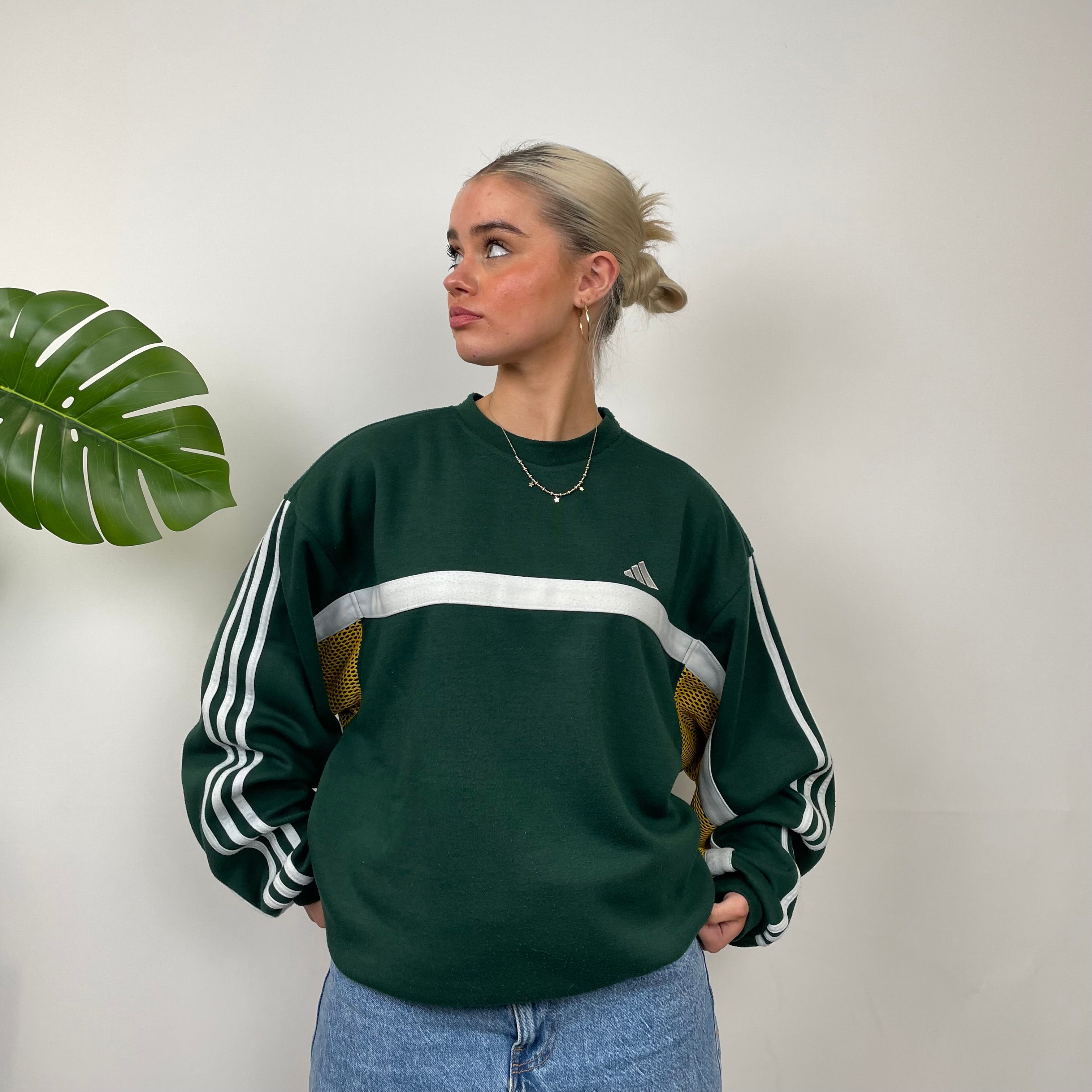 Adidas RARE Green Embroidered Spell Out Sweatshirt (XXL)